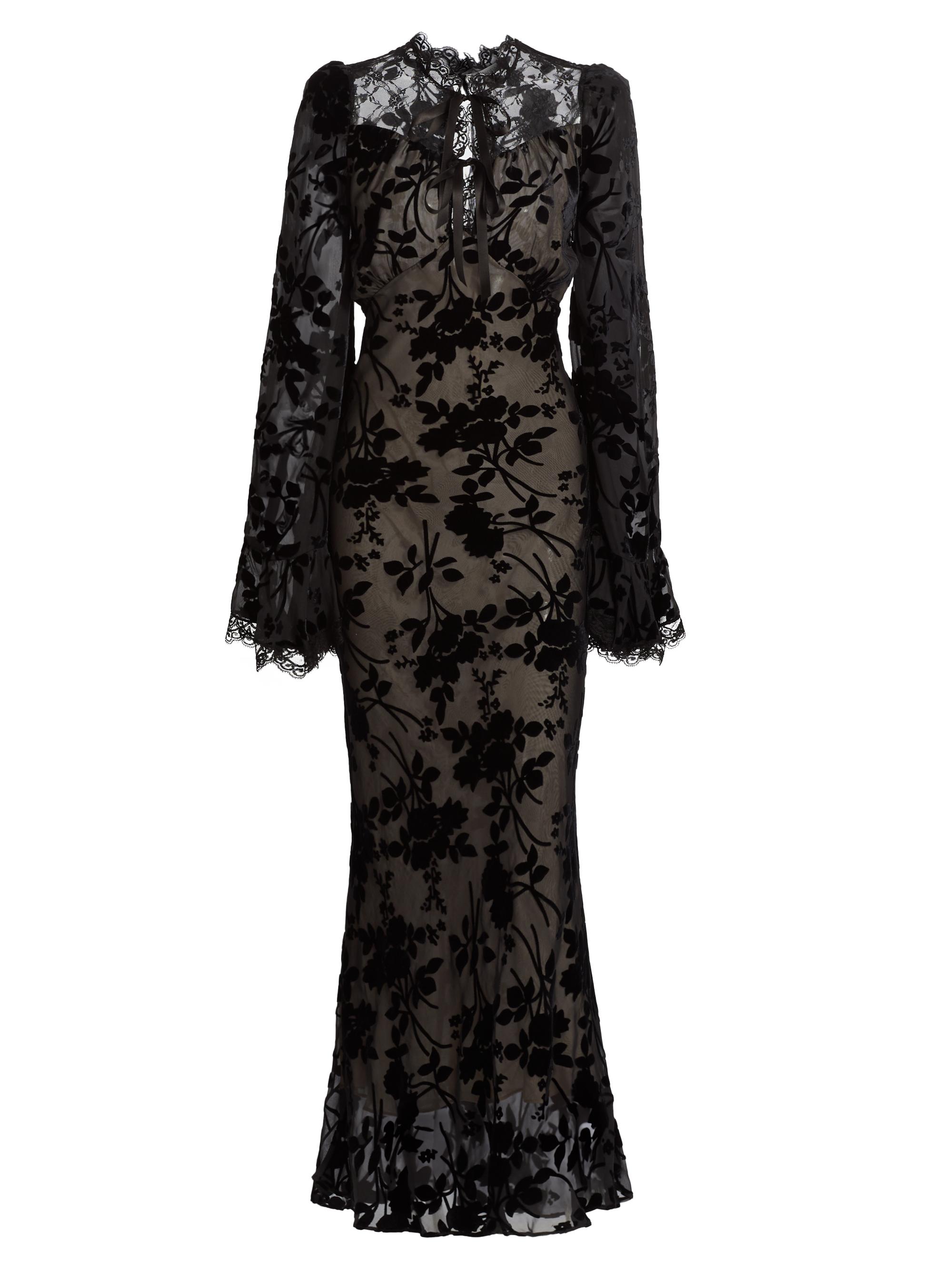 Rodarte Women's Lace Silk-Blend Maxi-Dress - Black