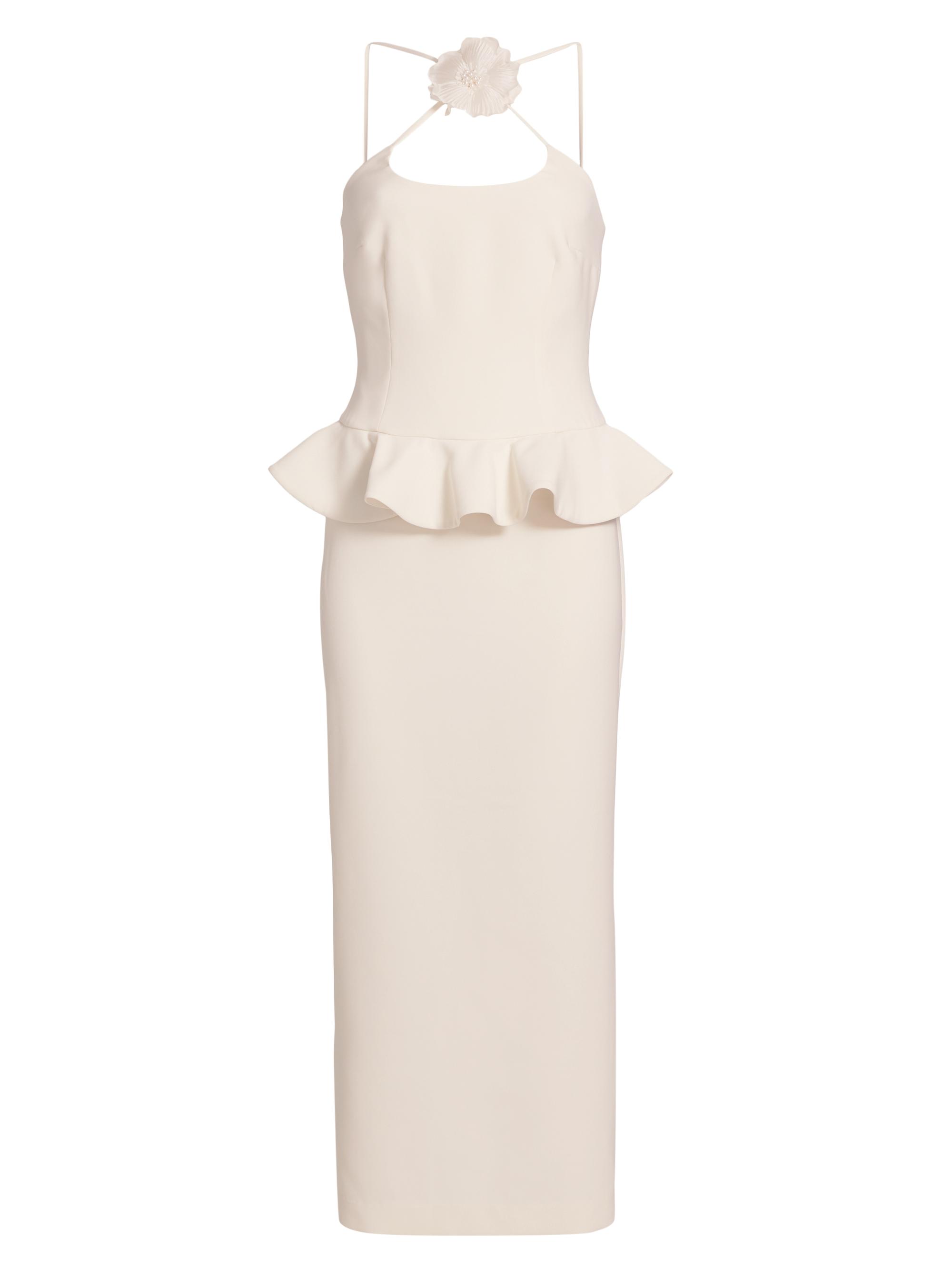 Rodarte Women's Crêpe Flower Pin Peplum Cocktail Dress - White