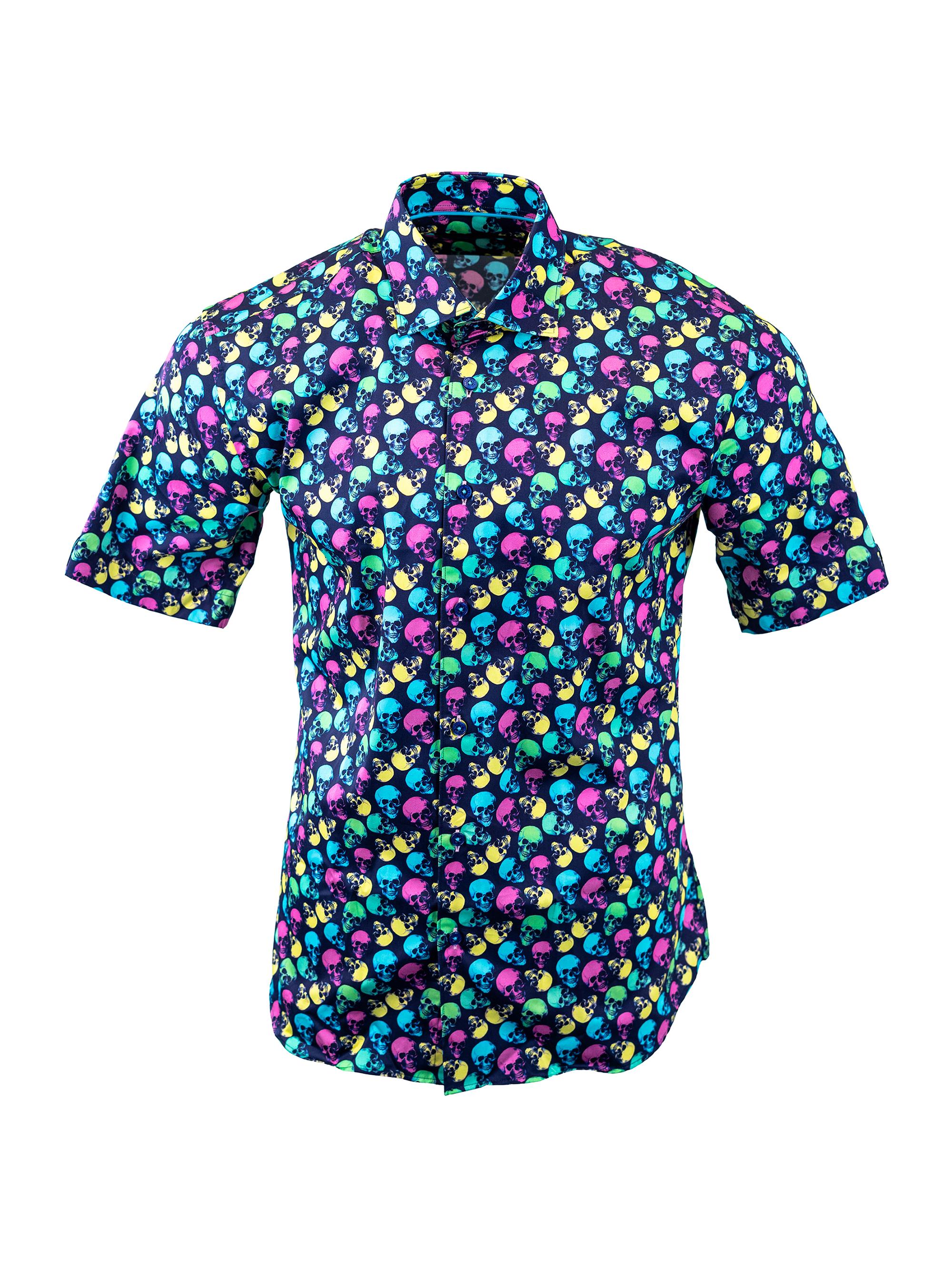 Maceoo Men's Galileo Skullpattern Shirt - Blue