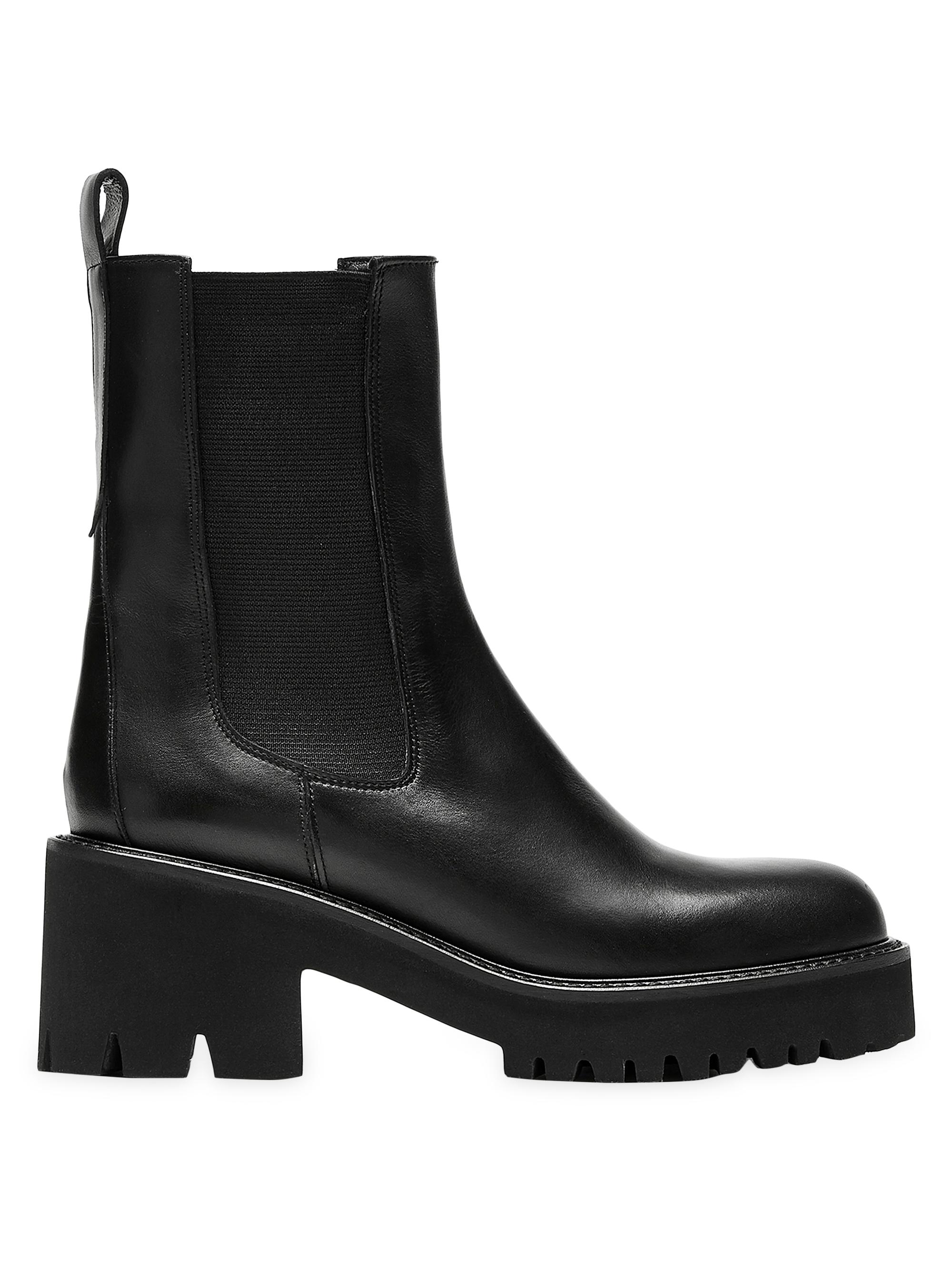 La Canadienne Women's Teddy 70MM Waterproof Leather Booties - Black