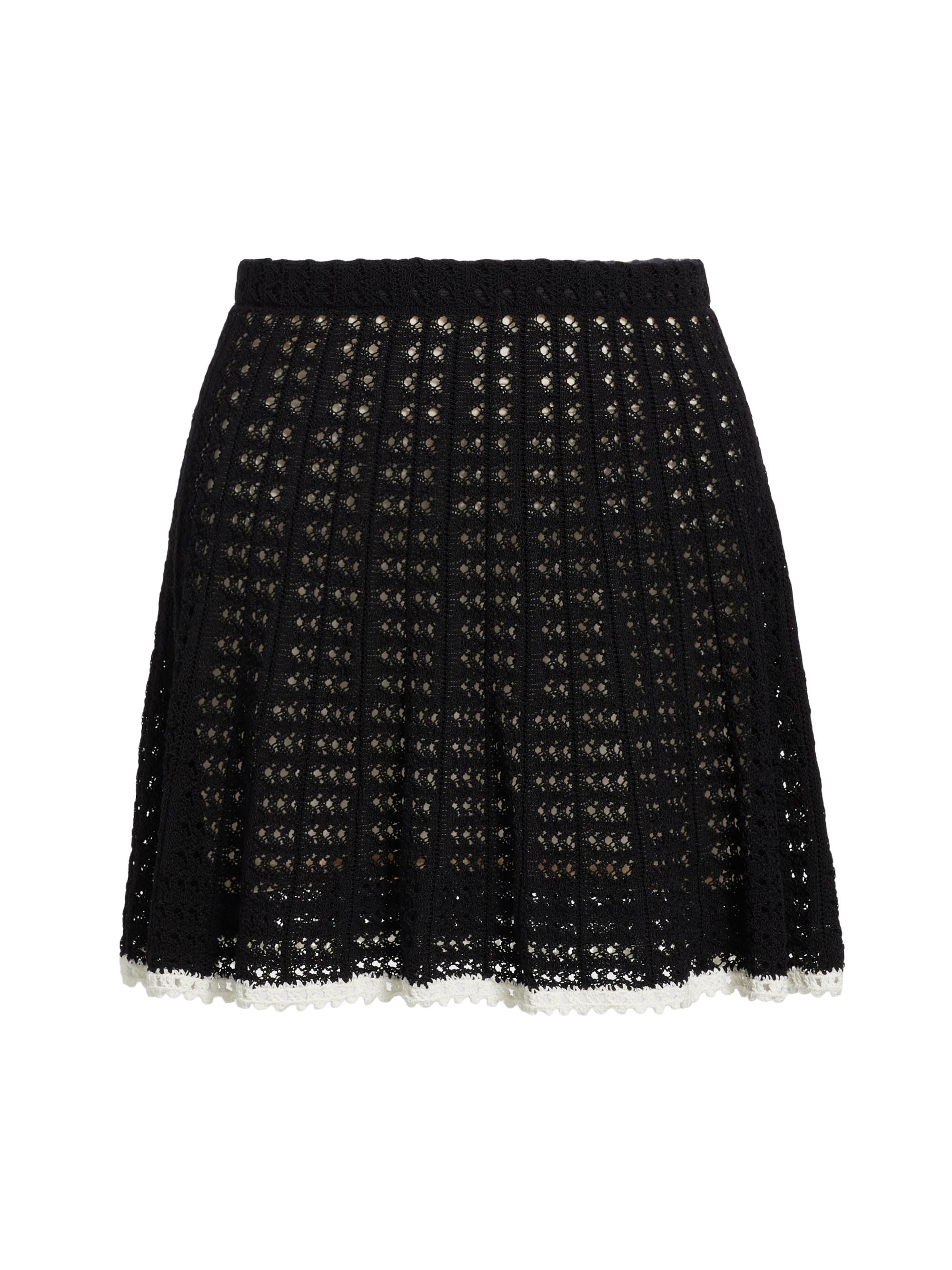 Alice + Olivia Women's Florrie Pointelle Miniskirt - Black Vanilla