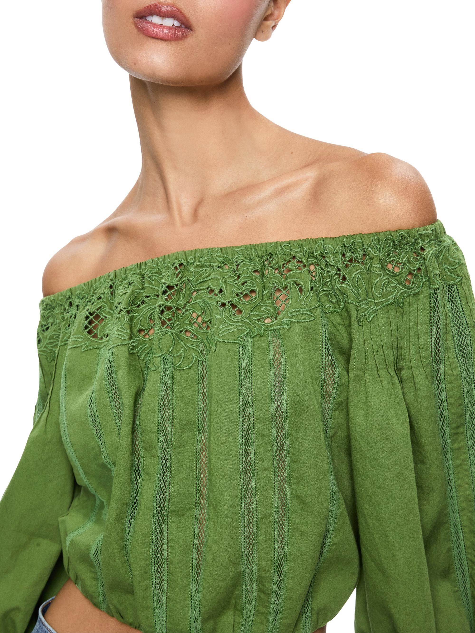 Alice + Olivia Nan Lace Stripe Off-the-Shoulder Top | Saks Fifth