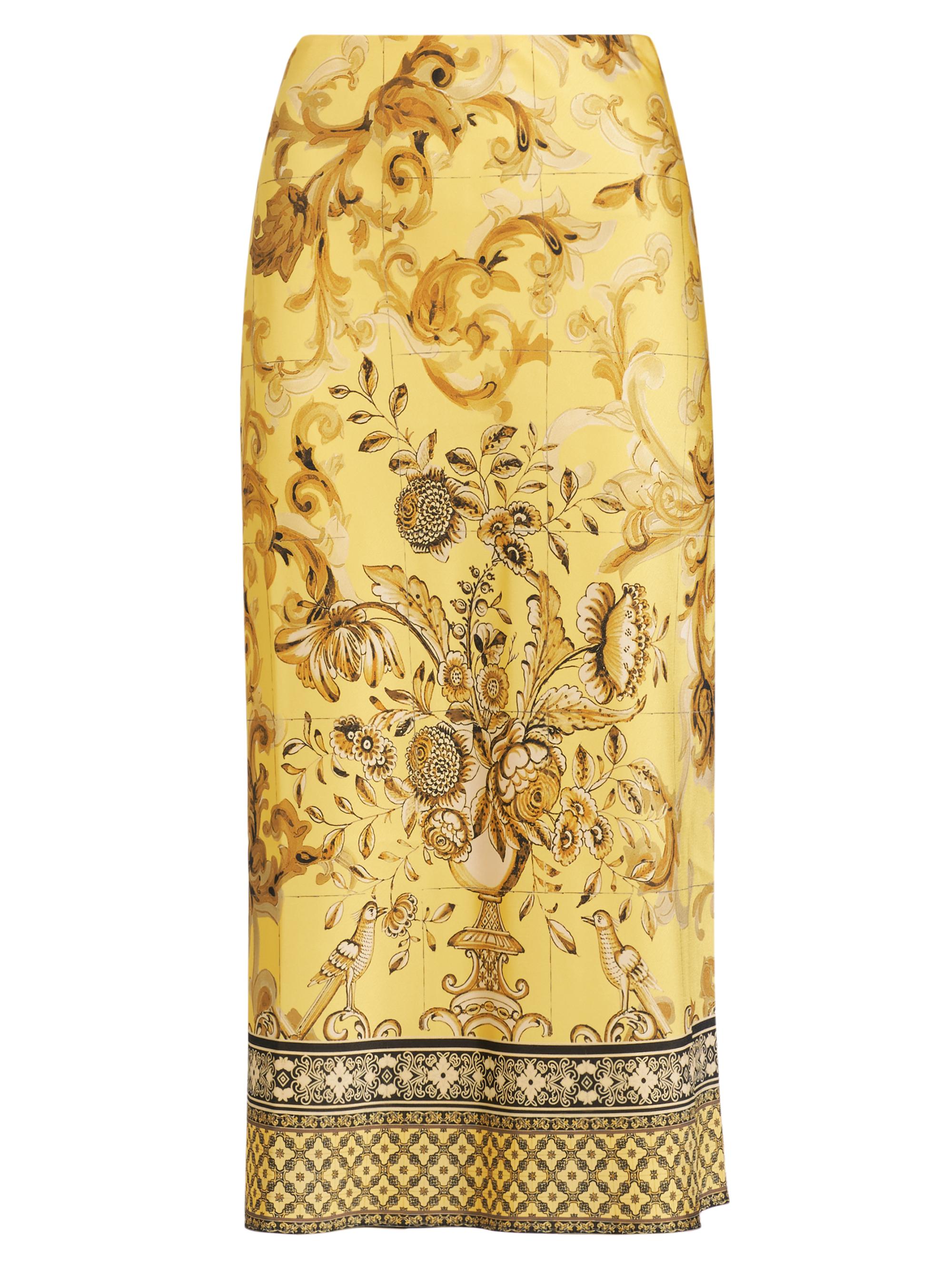 Alice + Olivia Women's Maeve Baroque Satin Slip Skirt - Lisboa Lemon Meringue