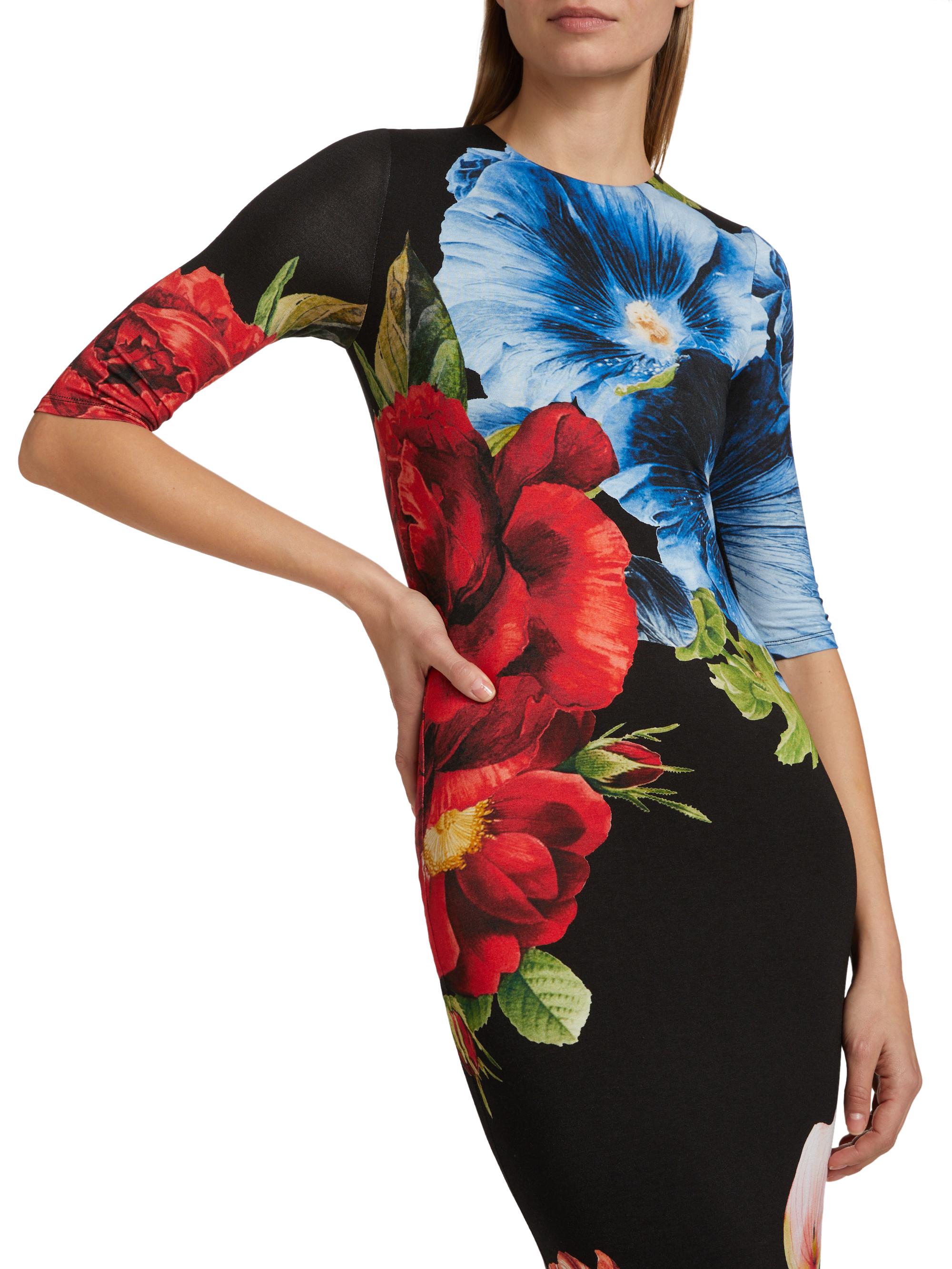 Alice + Olivia Delora Floral Midi-Dress | Saks Fifth Avenue