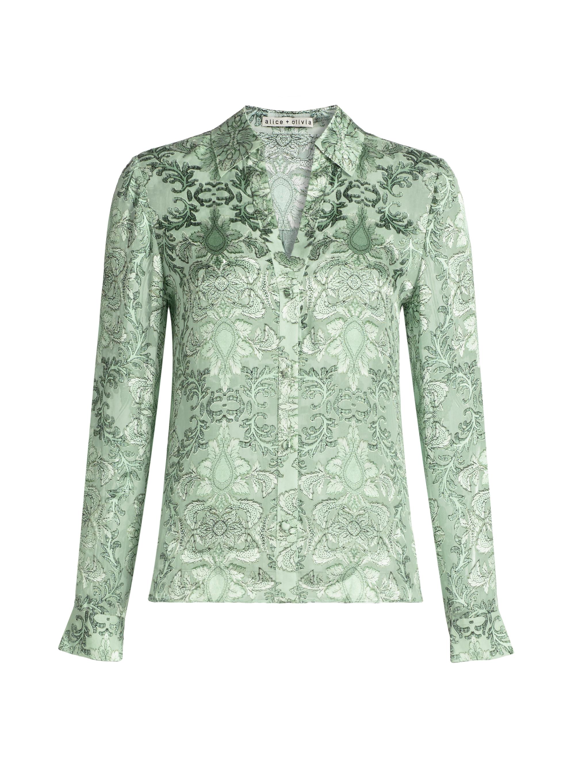 Alice + Olivia Women's Eloise Silk-Blend Blouse - Vanity Pistachio
