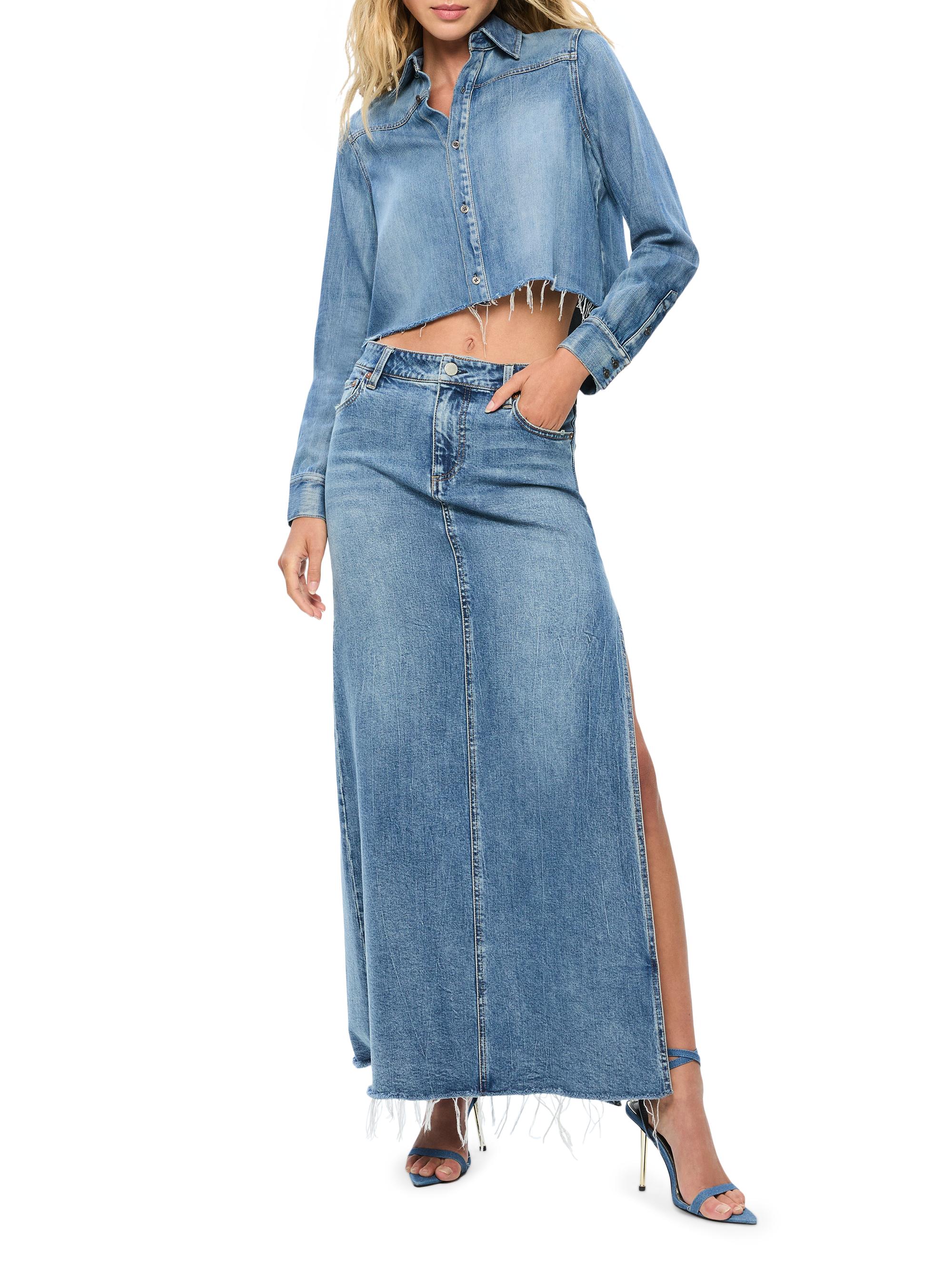ALICE + OLIVIA Marissa Denim Maxi Skirt | Saks Fifth Avenue