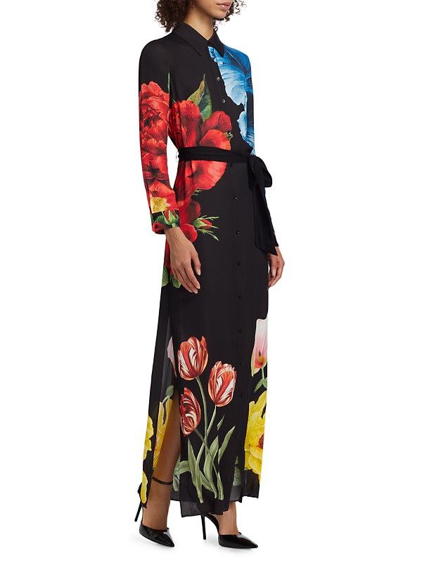 Shop Alice + Olivia Chassidy Floral Maxi Shirtdress | Saks Shop Alice + Olivia Chassidy Floral Maxi Shirtdress | Saks