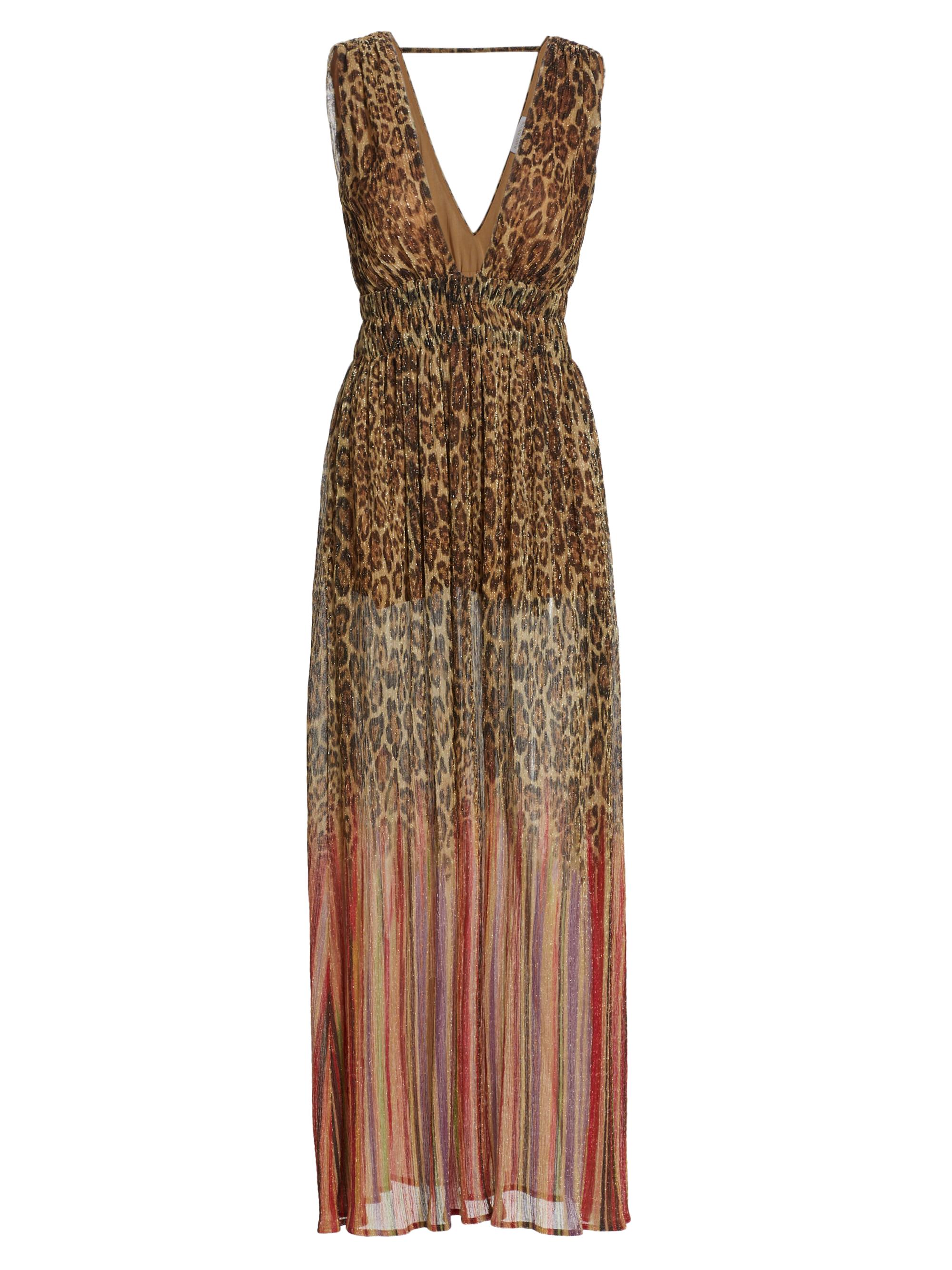 Ramy Brook Women's Alvina Leopard Chiffon Plunge Maxi Dress - Animal Stripe