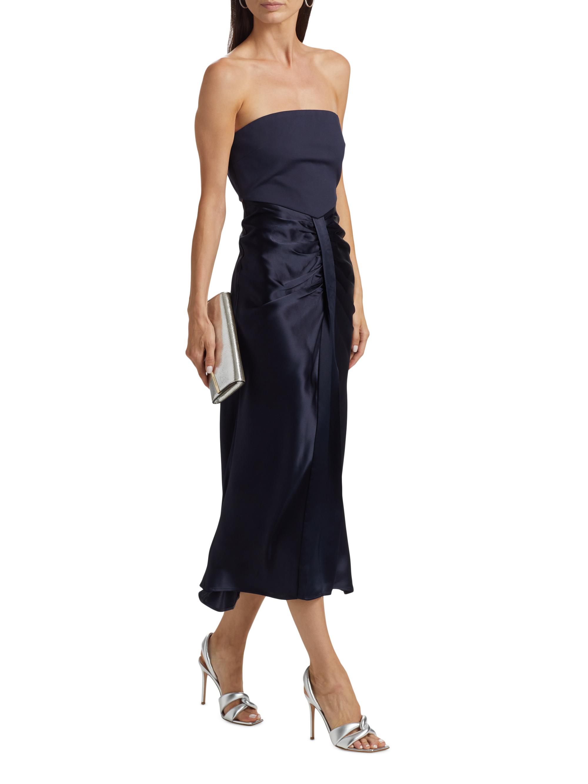 Staud Wayfaring Mix Media Strapless Midi-Dress | Saks Fifth Avenue