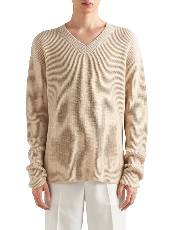Shop Prada Cashmere and Linen V-Neck Sweater | Saks Fifth Avenue Shop Prada Cashmere and Linen V-Neck Sweater | Saks Fifth Avenue