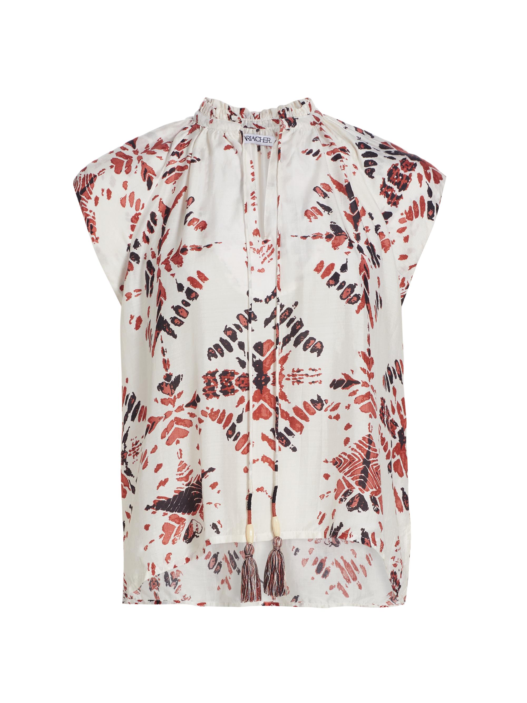 Maria Cher Women's Ceibo Keyla Geometric Tassel Top - Bordeaux Shibori