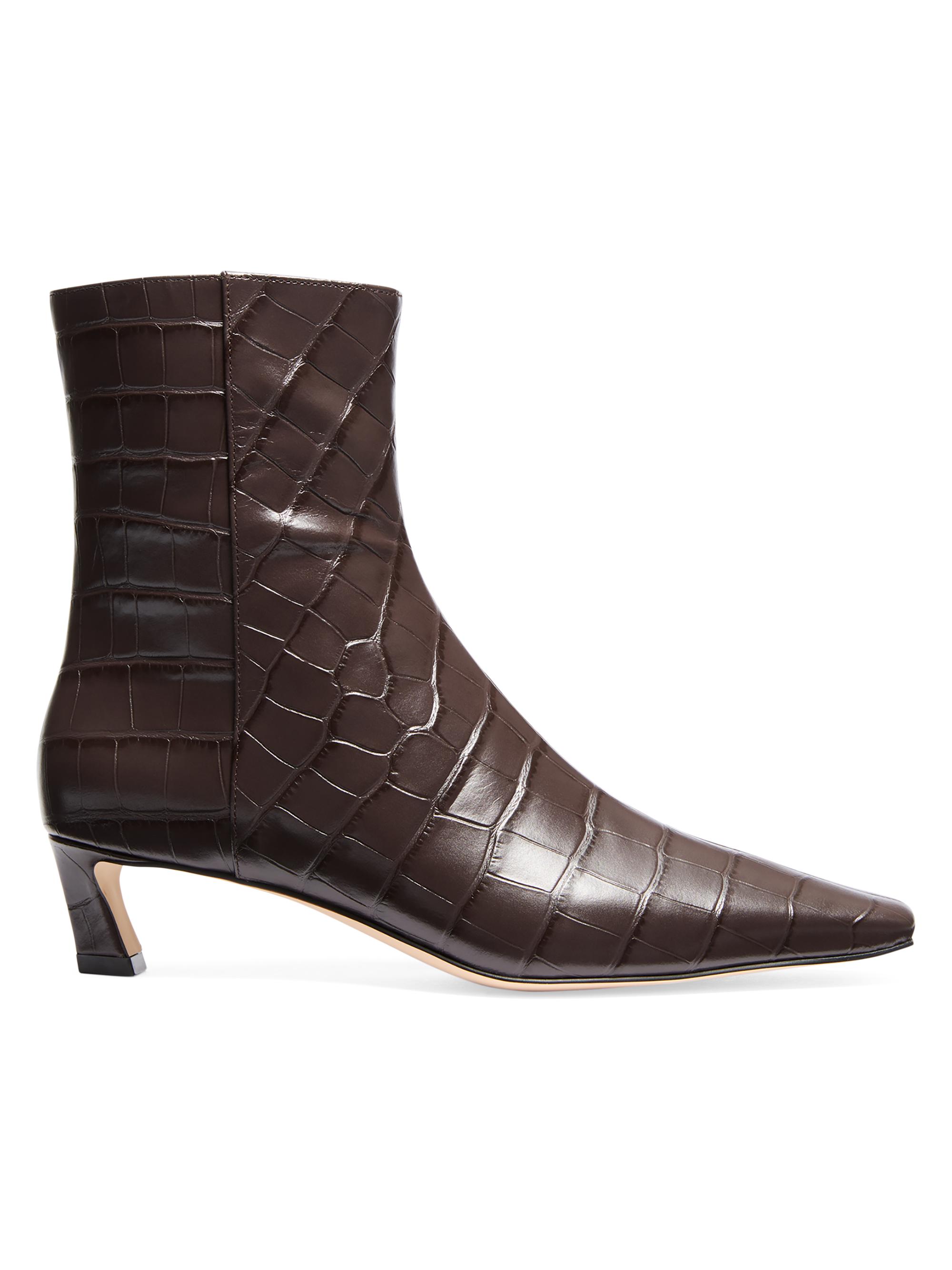 MICHAEL Michael Kors Women's Cosmo 40MM Crocodile-Embossed Leather Booties - Chocolate