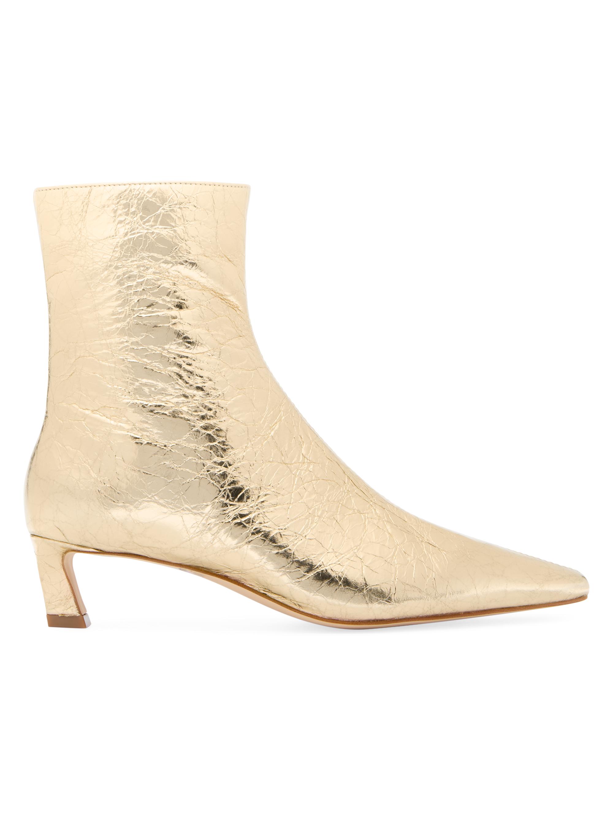 MICHAEL Michael Kors Women's Cosmo 40MM Metallic Leather Booties - Pale Gold