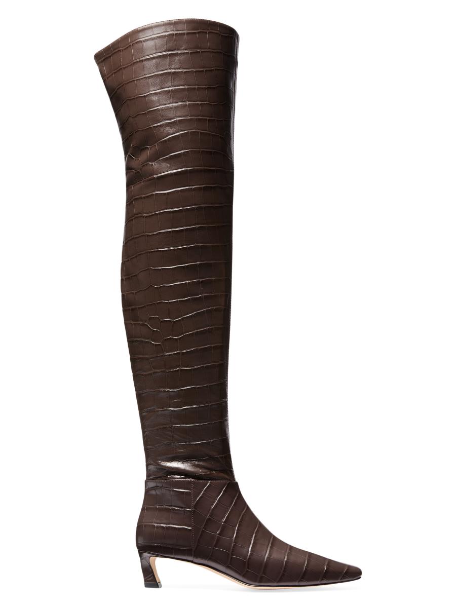 MICHAEL KORS【関税込み】Montaigne ファートリム ブーツ MICHAEL Michael Kors Cosmo 40MM Crocodile-Embossed Leather