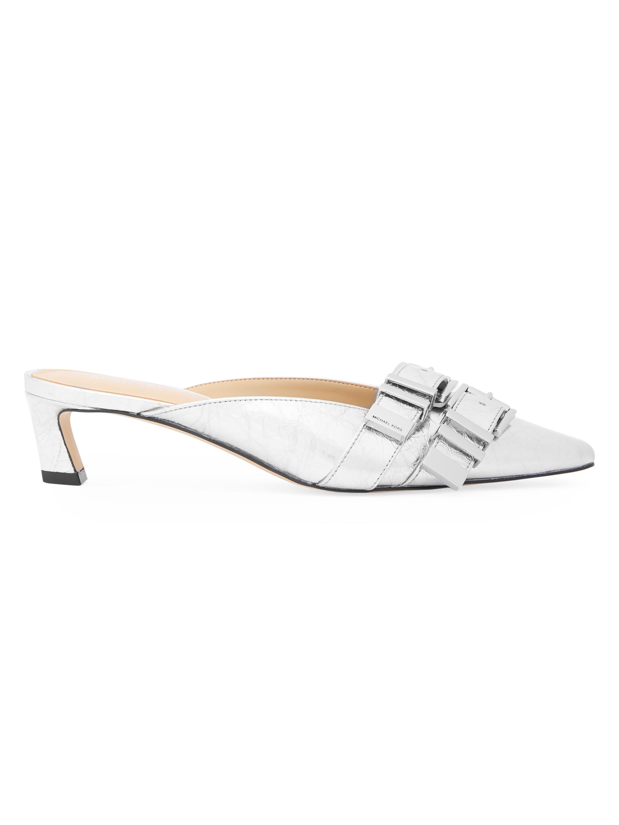 MICHAEL Michael Kors Women's Darrington 45MM Leather Mules - Silver