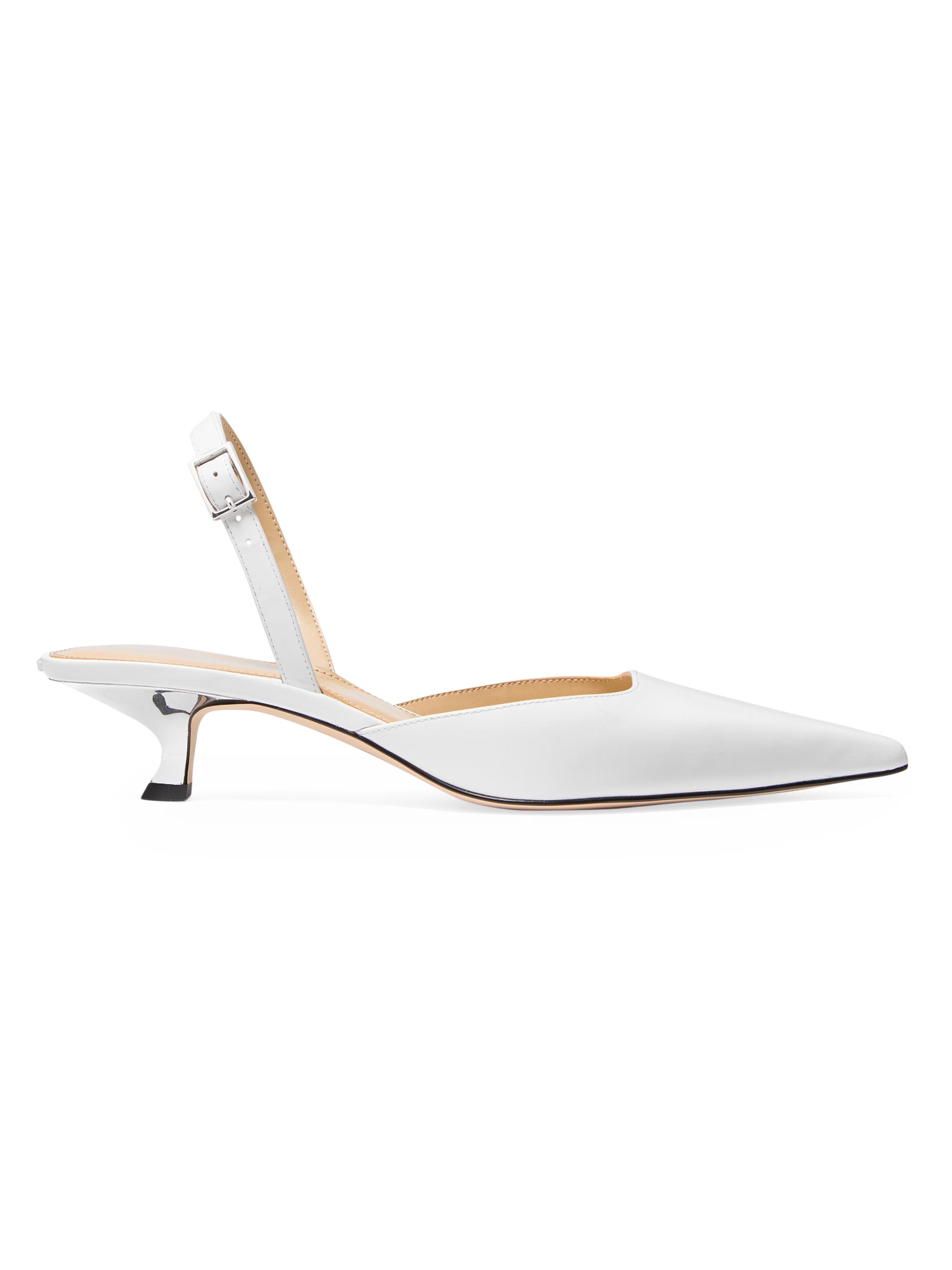 MICHAEL Michael Kors Women's Luna 40MM Leather Kitten-Heel Pumps - Optic White