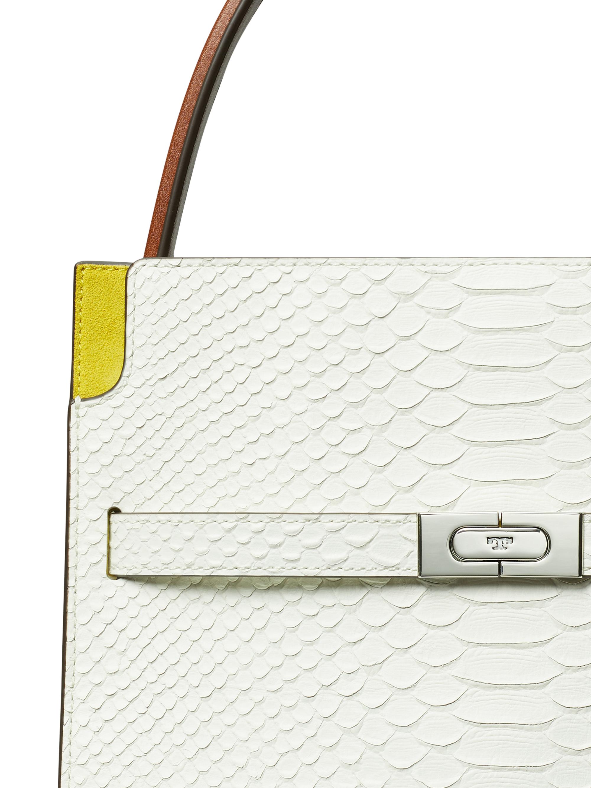 Tory Burch Large Lee Radziwill Snake Embossed Top Handle Bag