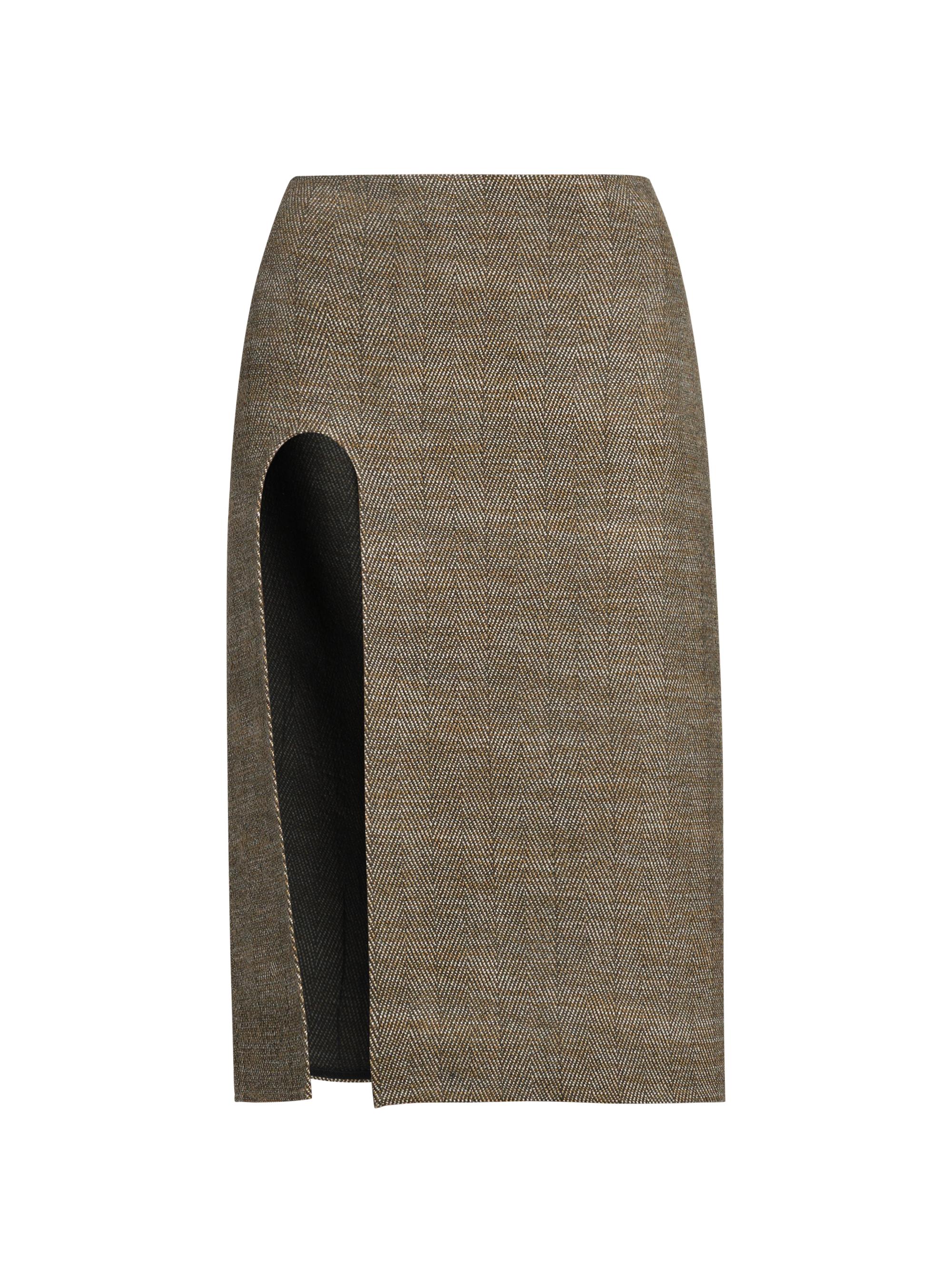 Stella McCartney Women's Wool-Blend U-Slit Knee-Length Skirt - Chestnut