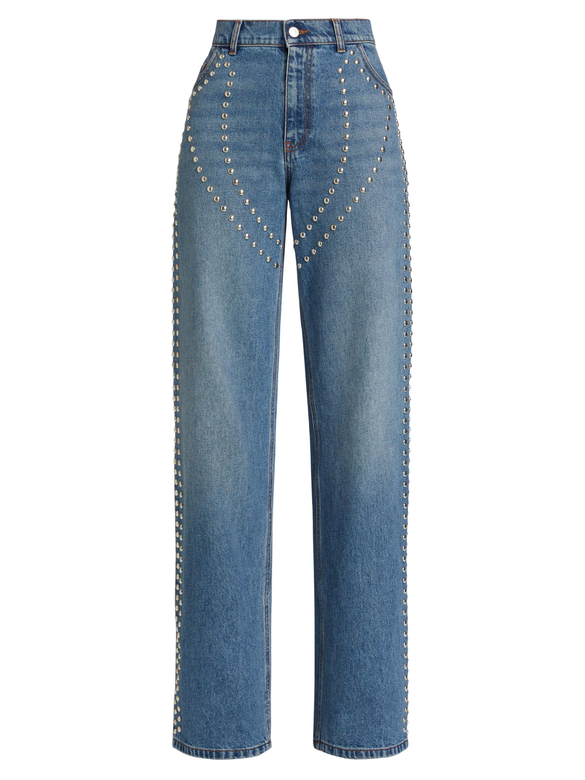Stella McCartney Women's Studded Chaps Mid-Rise Jeans - Vintage Blue