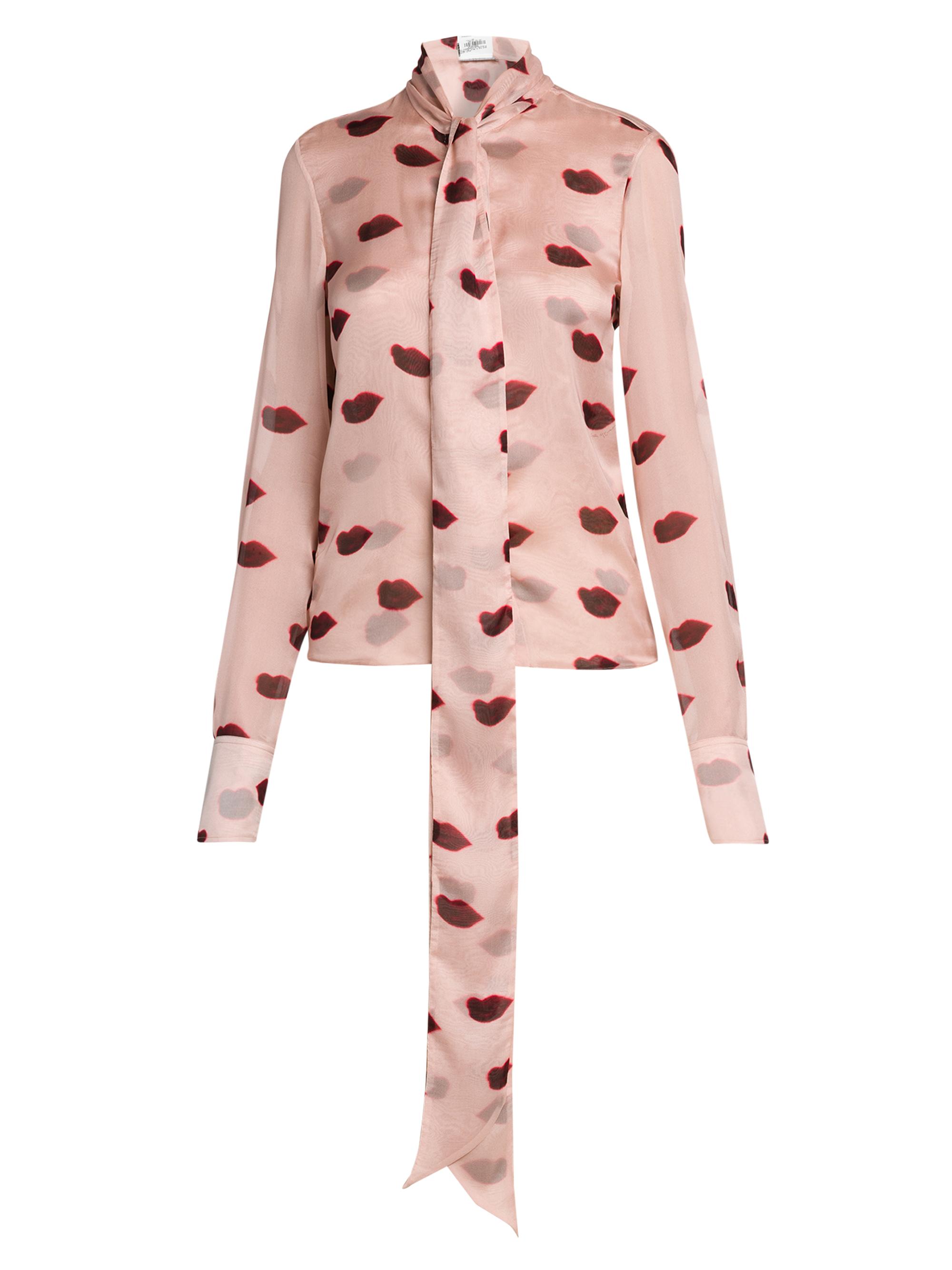 Stella McCartney Lips Silk Tie-Neck Blouse | Saks Fifth Avenue