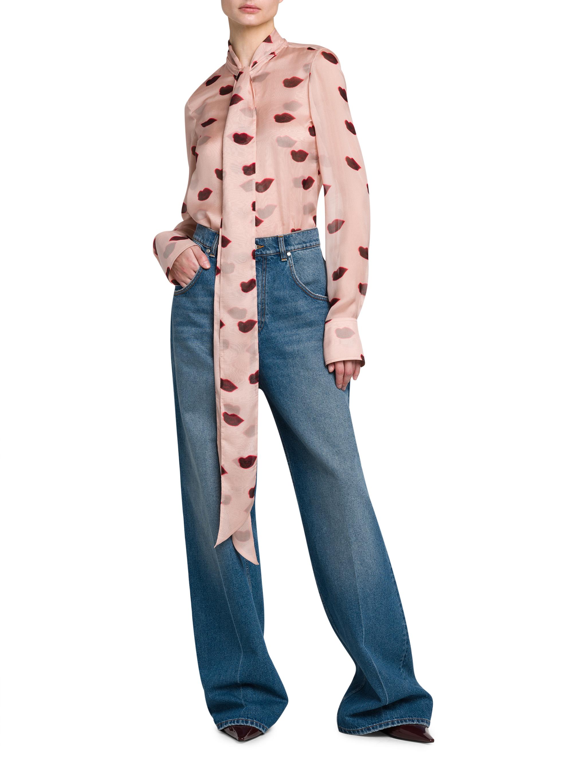 Stella McCartney Lips Silk Tie-Neck Blouse | Saks Fifth Avenue