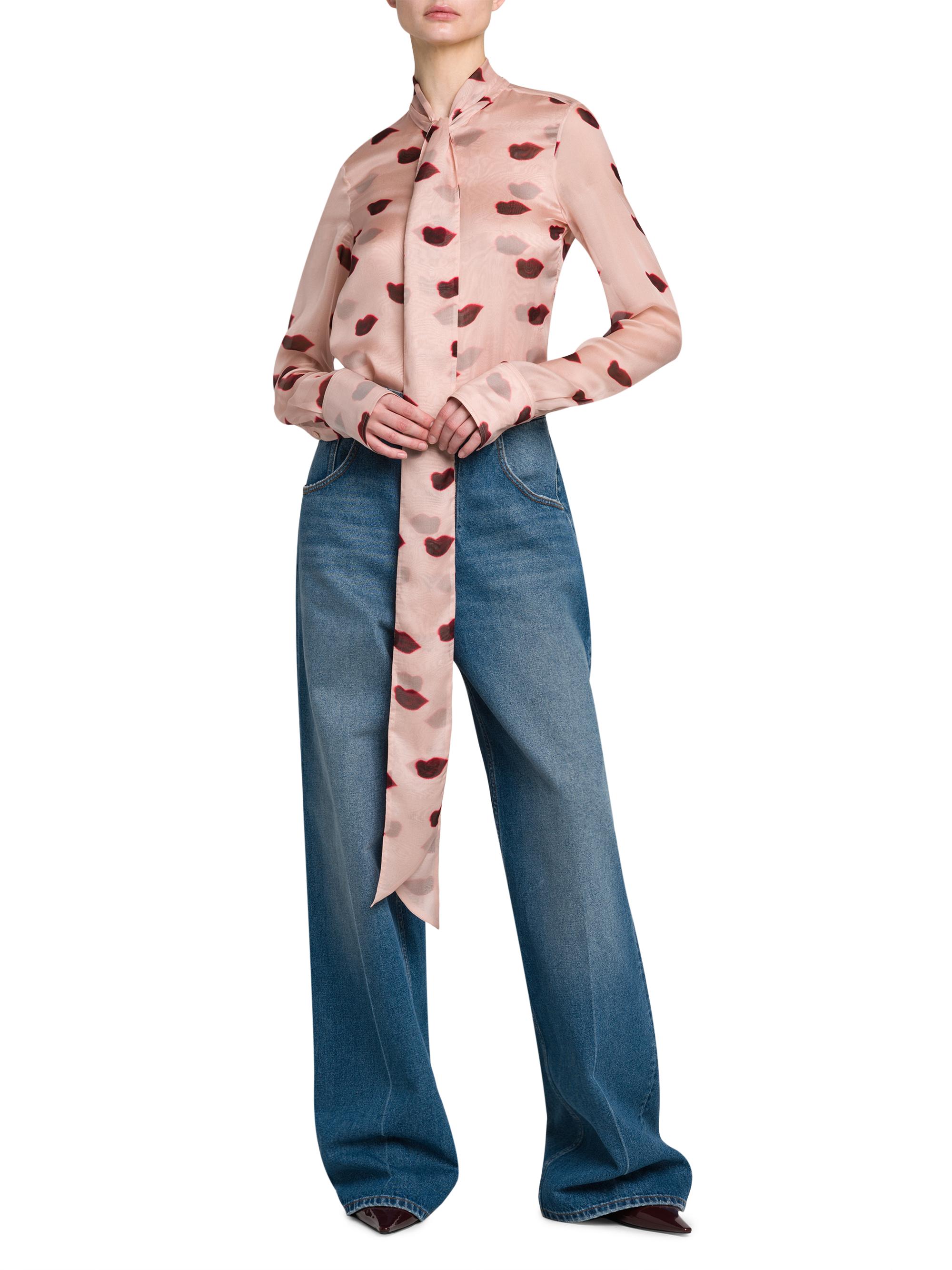 Stella McCartney Lips Silk Tie-Neck Blouse | Saks Fifth Avenue