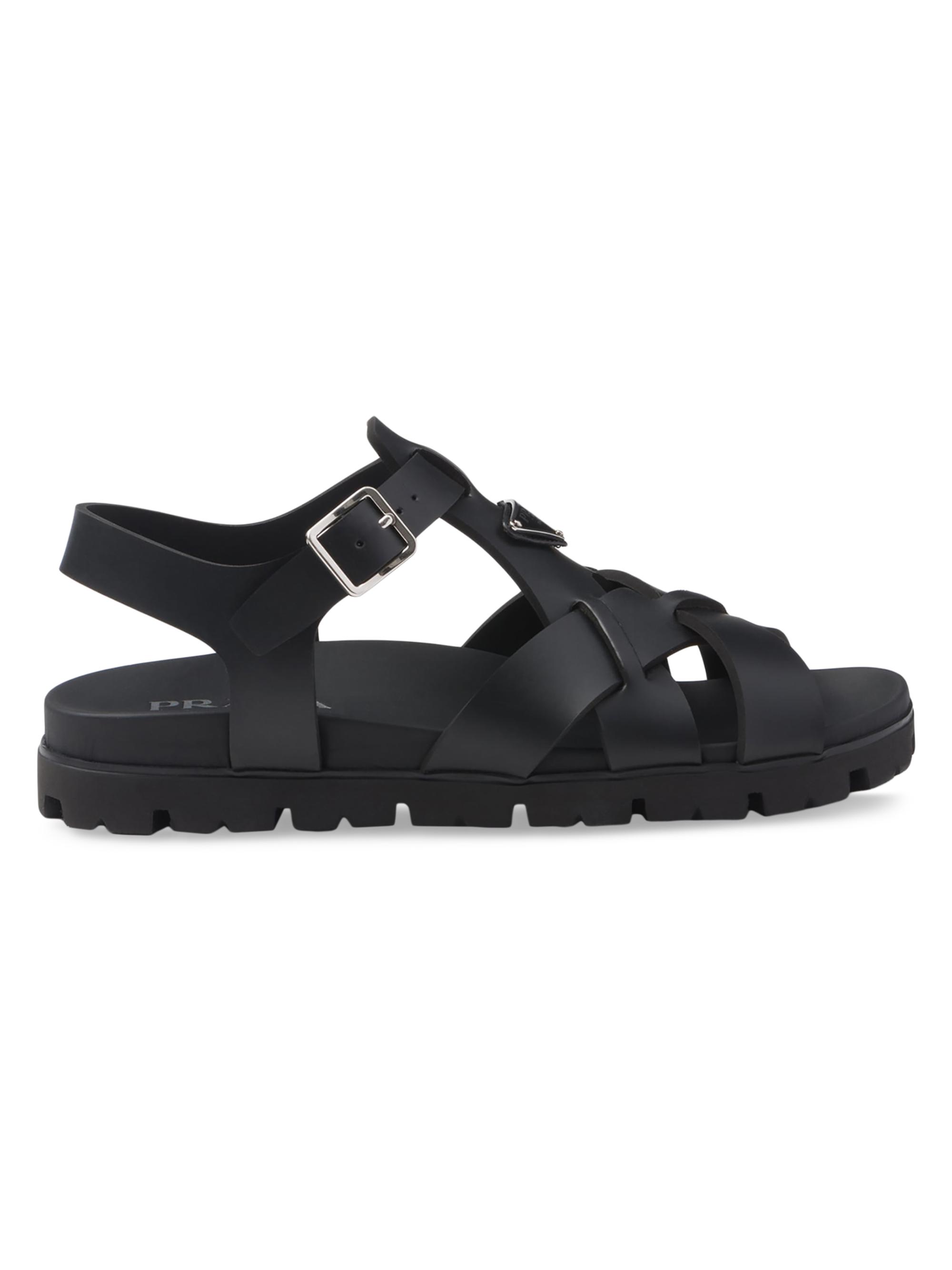 Prada Men's Crisscross Rubber Sandals - Black