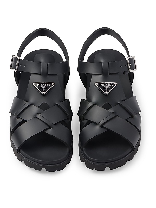 Shop Prada Crisscross Rubber Sandals | Saks Fifth Avenue Shop Prada Crisscross Rubber Sandals | Saks Fifth Avenue