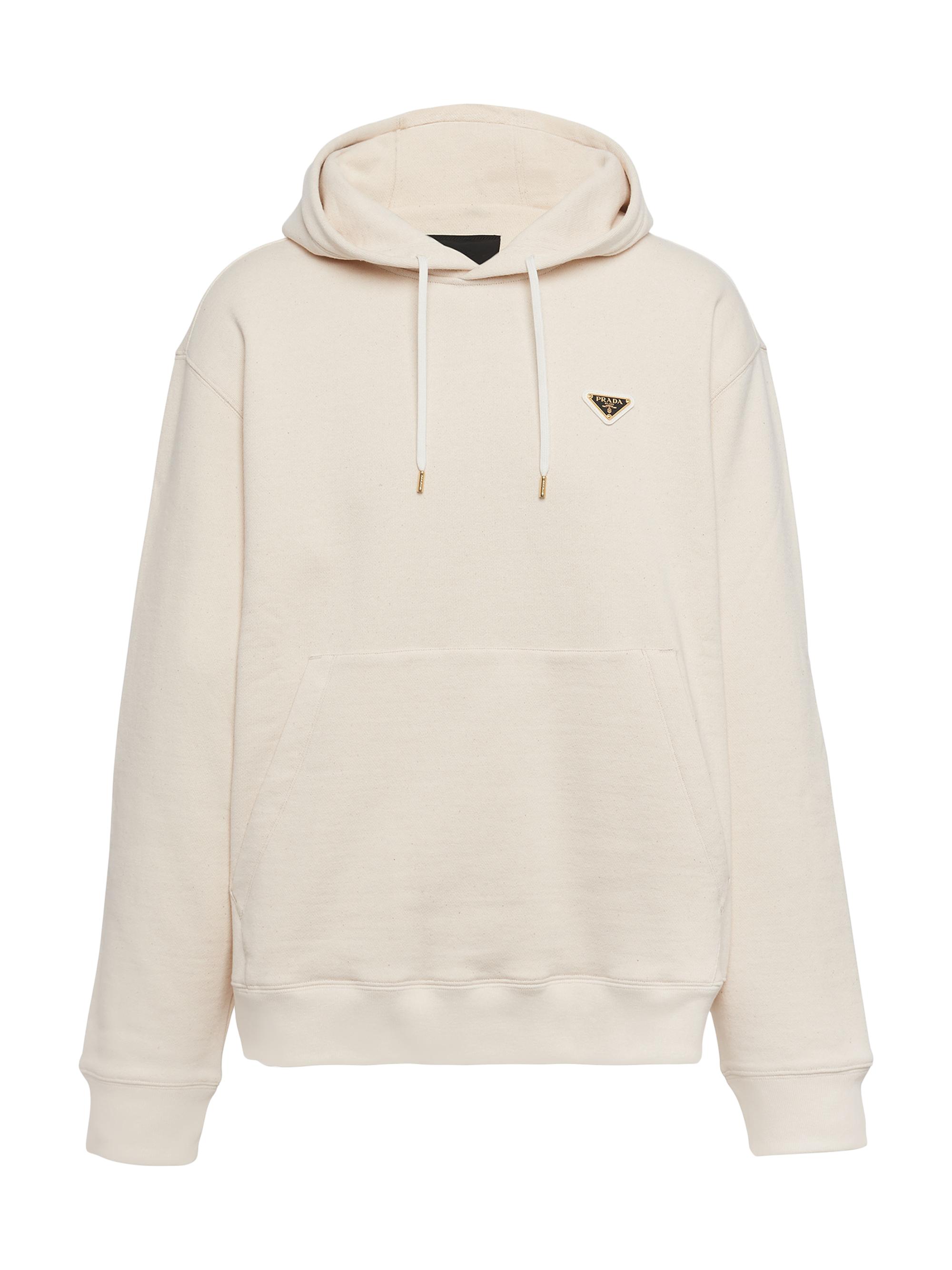 Prada Men's Cotton Fleece Hoodie - Beige Khaki
