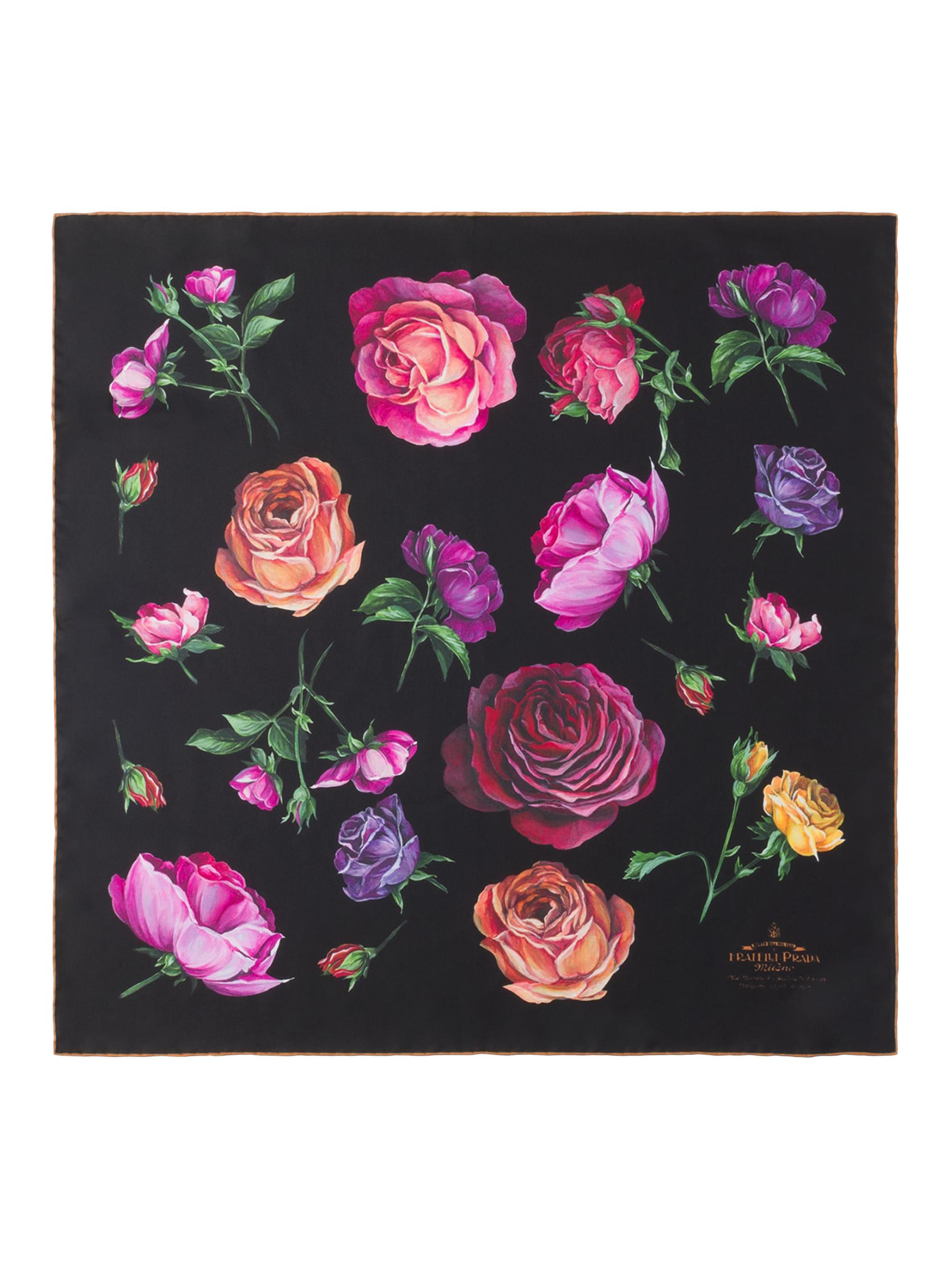 Prada Women's Printed Silk Twill 55CM Square Scarf - Black