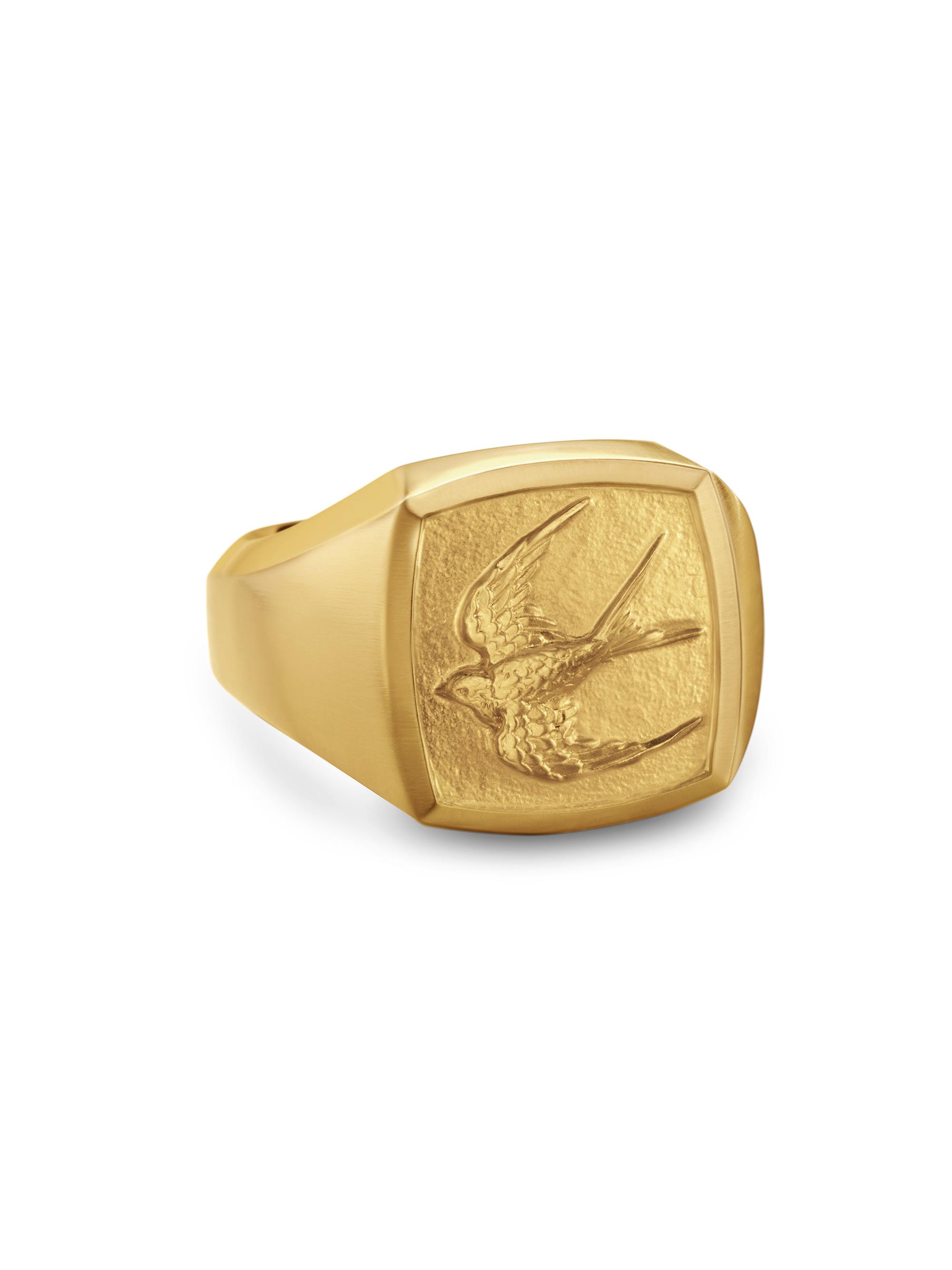 David Yurman Men's Waves Bird Pinky Ring in 18K Yellow Gold, 14MM - Gold