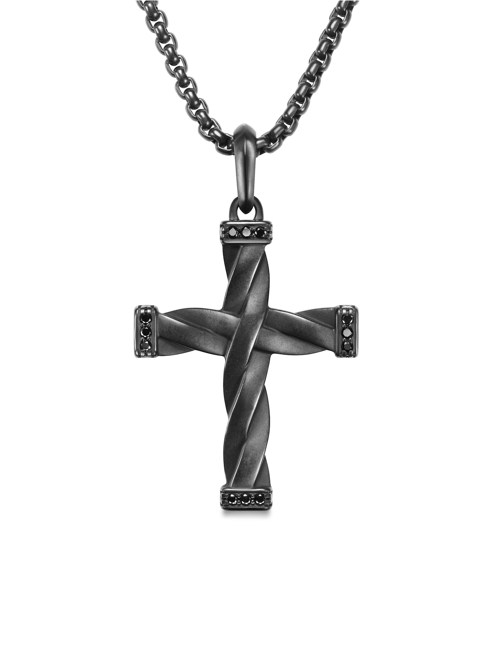 David Yurman Men's DY Helios Cross Pendant in Black Titanium - Black Diamond