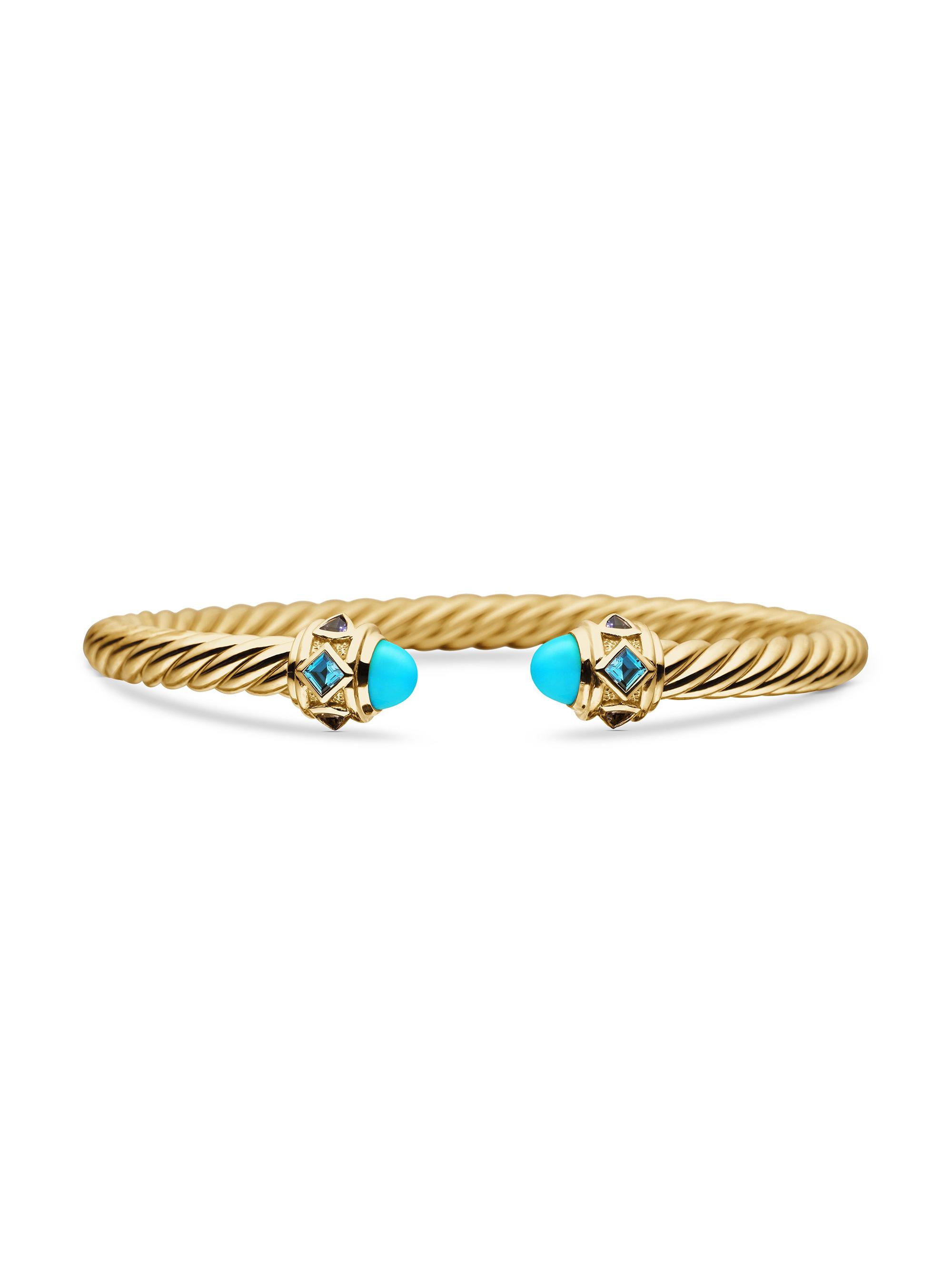 David Yurman Women's Renaissance Cablespira Bracelet in 18K Yellow Gold - Turquoise