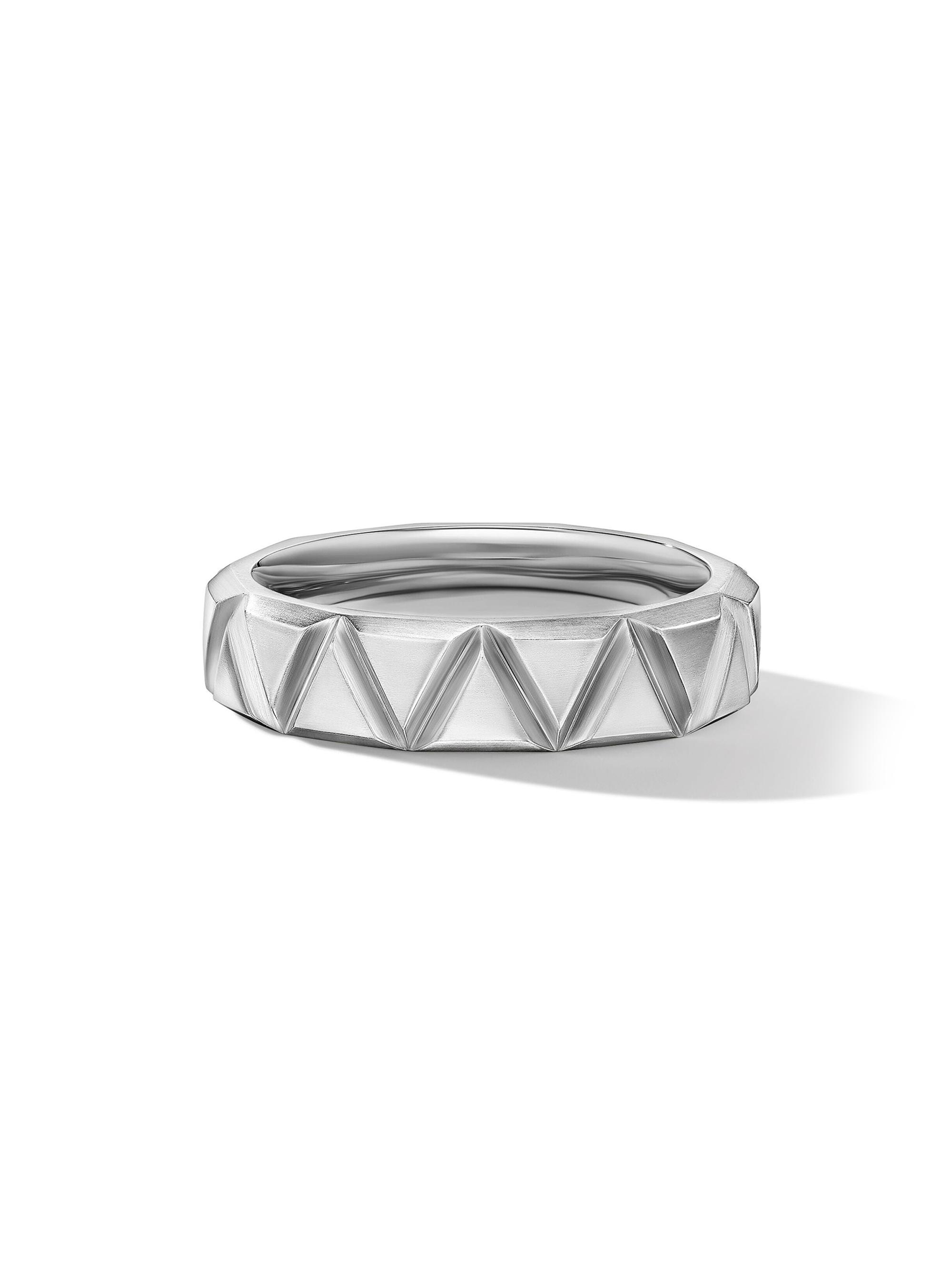 David Yurman Men's Faceted Triangle Band Ring in Sterling Silver, 6MM - Silver