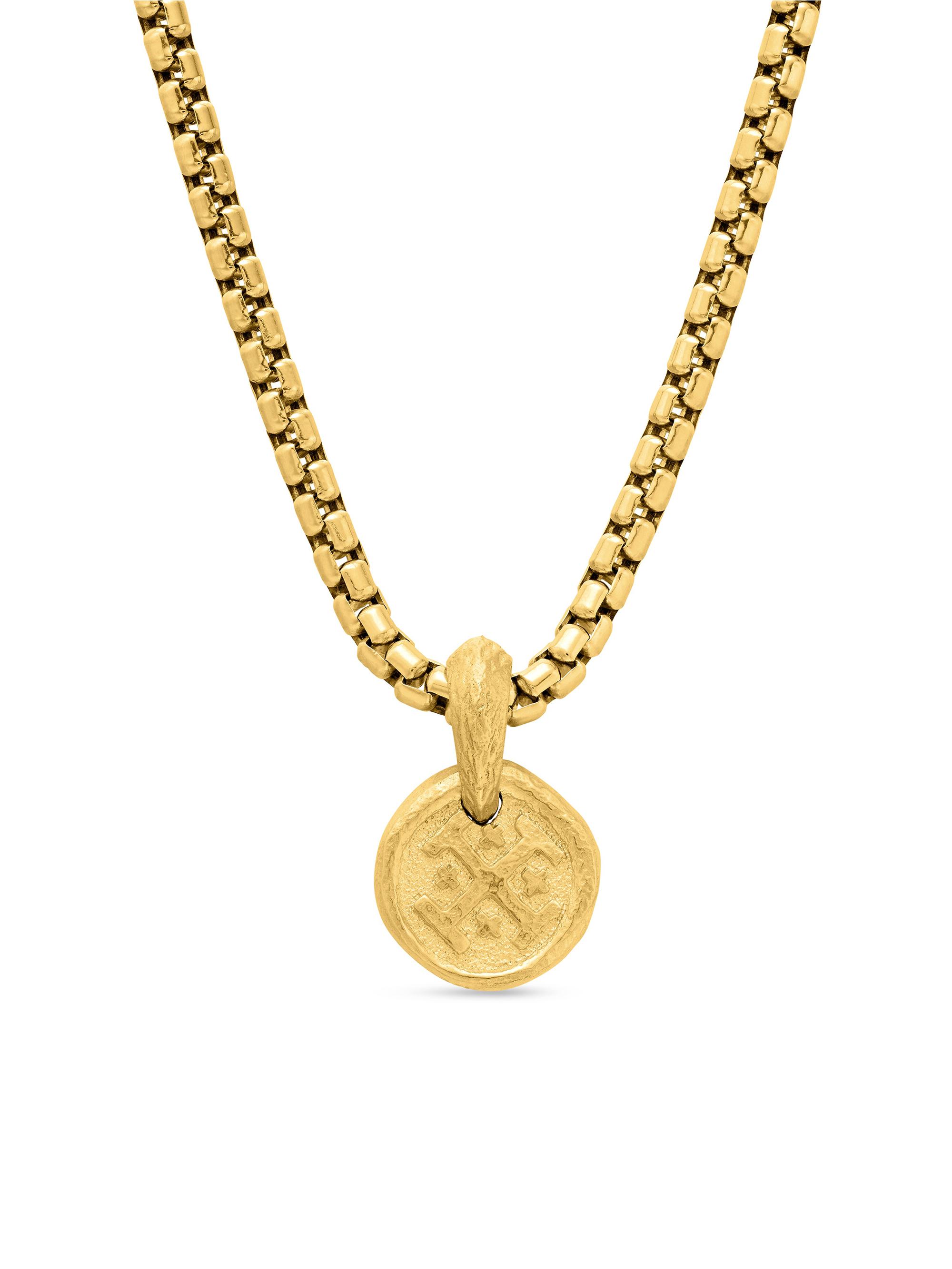 David Yurman Men's Shipwreck Coin Amulet in 18K Yellow Gold, 17MM - Gold