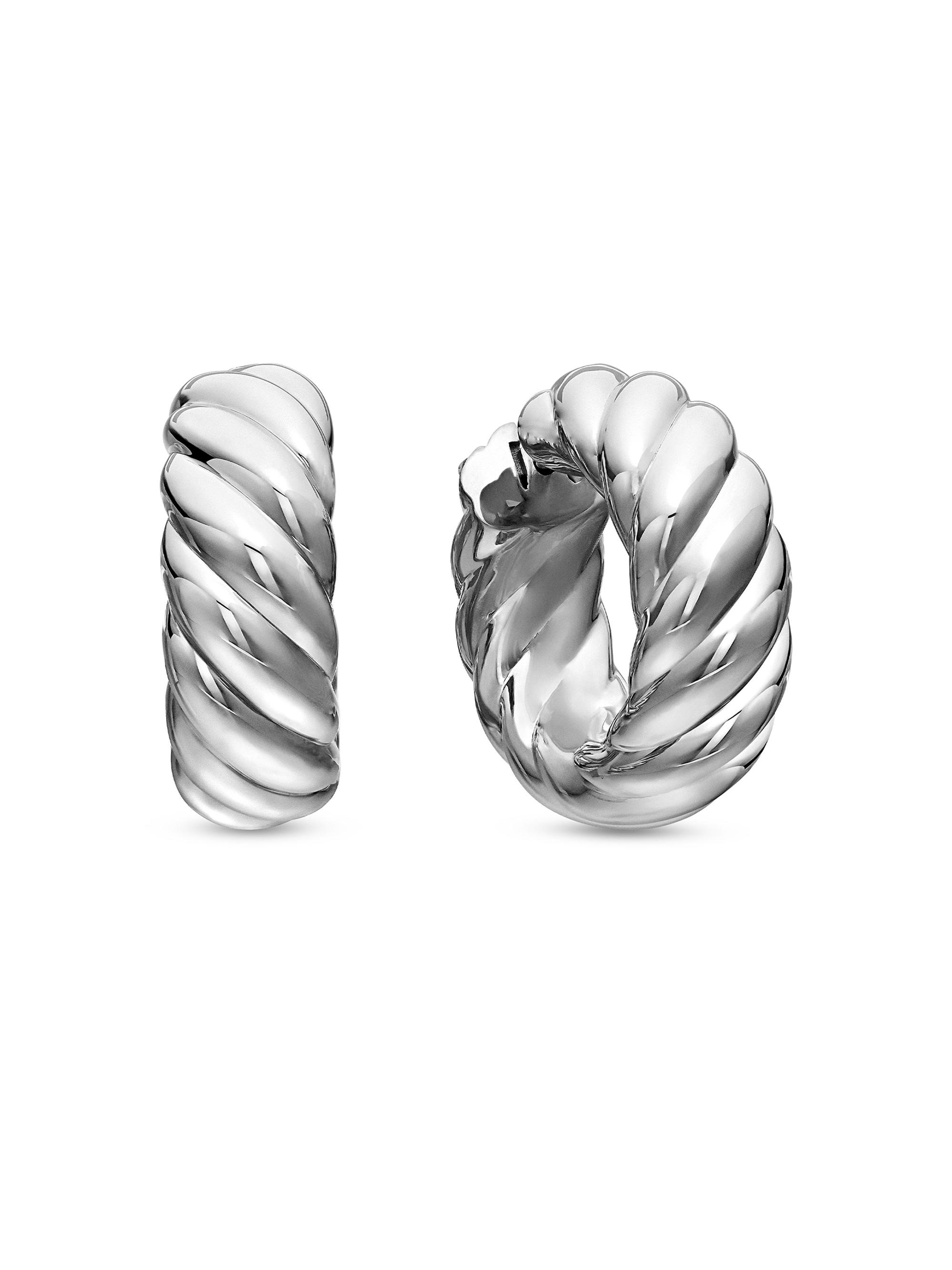 David Yurman Women's Sculpted Cable Hoop Earrings in Sterling Silver, 25MM - Silver