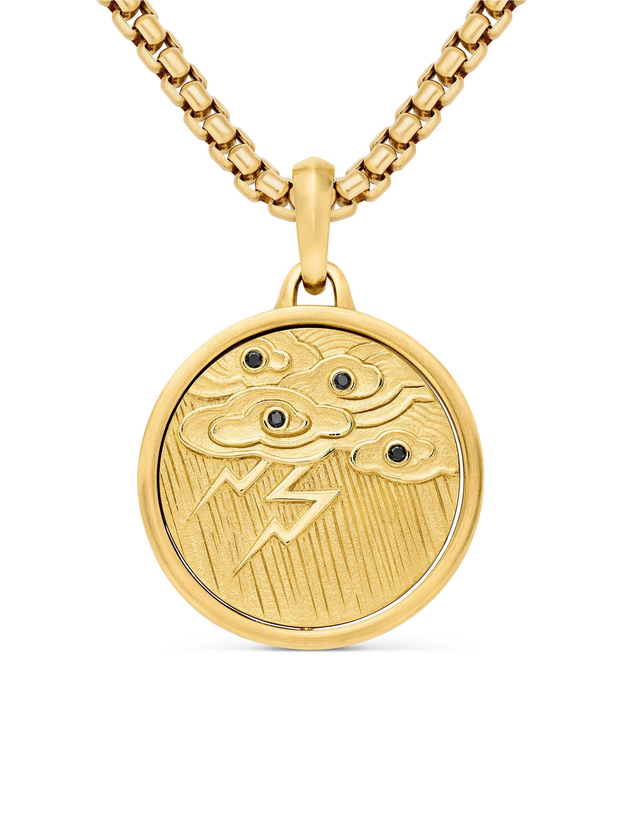 David Yurman Men's Storm Duality Amulet in 18K Yellow Gold - Black Diamond