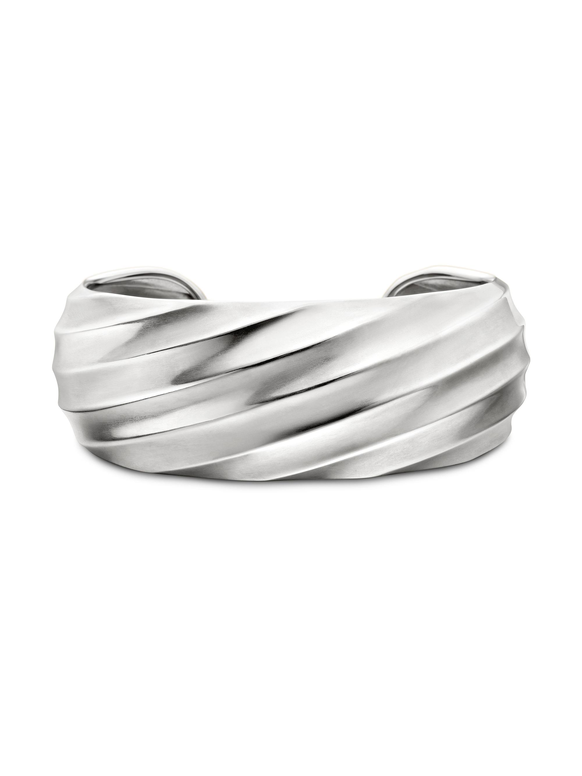 David Yurman Women's Cable Edge Cuff Bracelet in Sterling Silver, 24MM - Silver