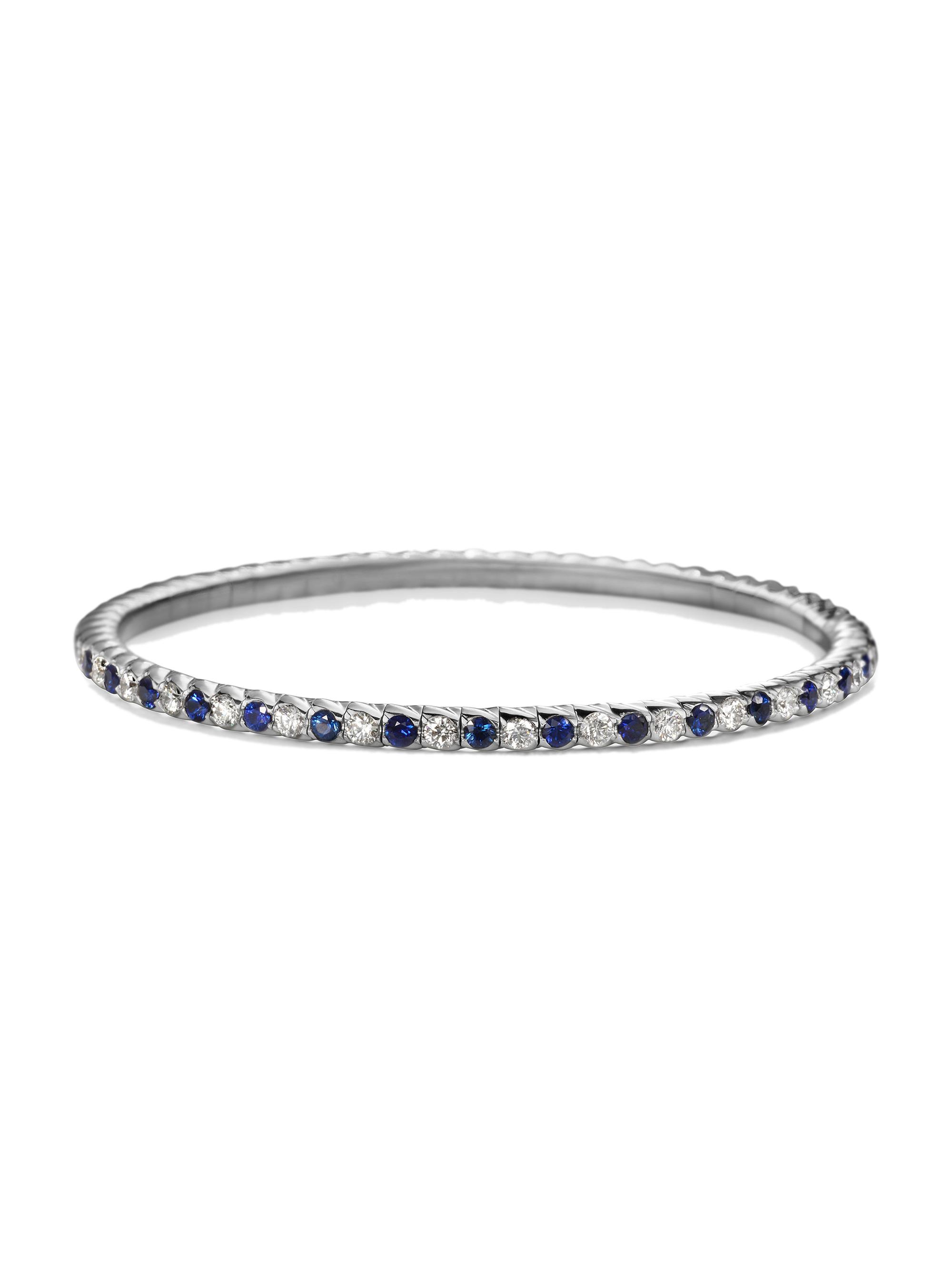 David Yurman Women's Pavé Stretch Bracelet in 18K White Gold - Sapphire