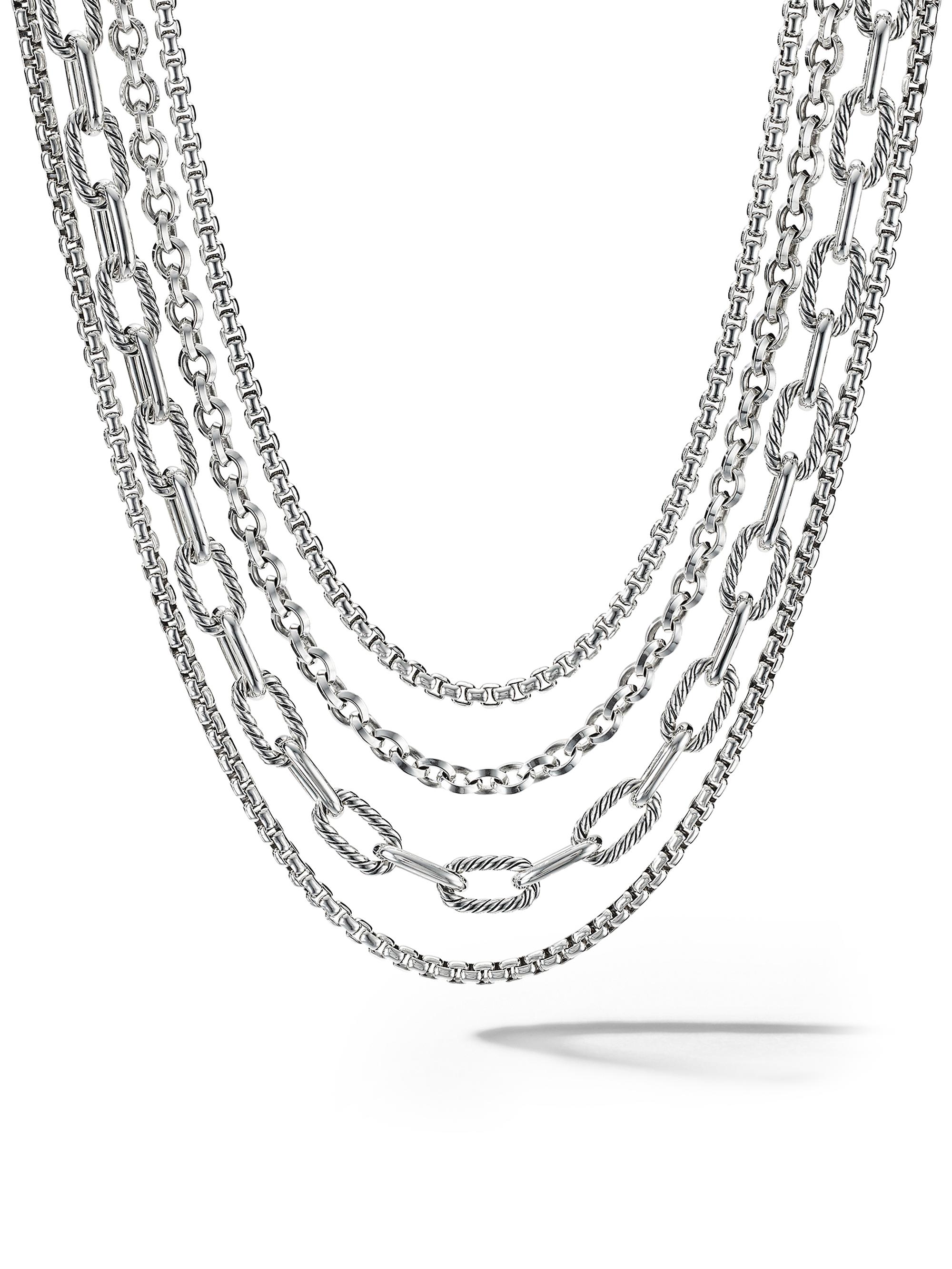 David Yurman Women's Four Row Mixed Chain Bib Necklace in Sterling Silver - Silver