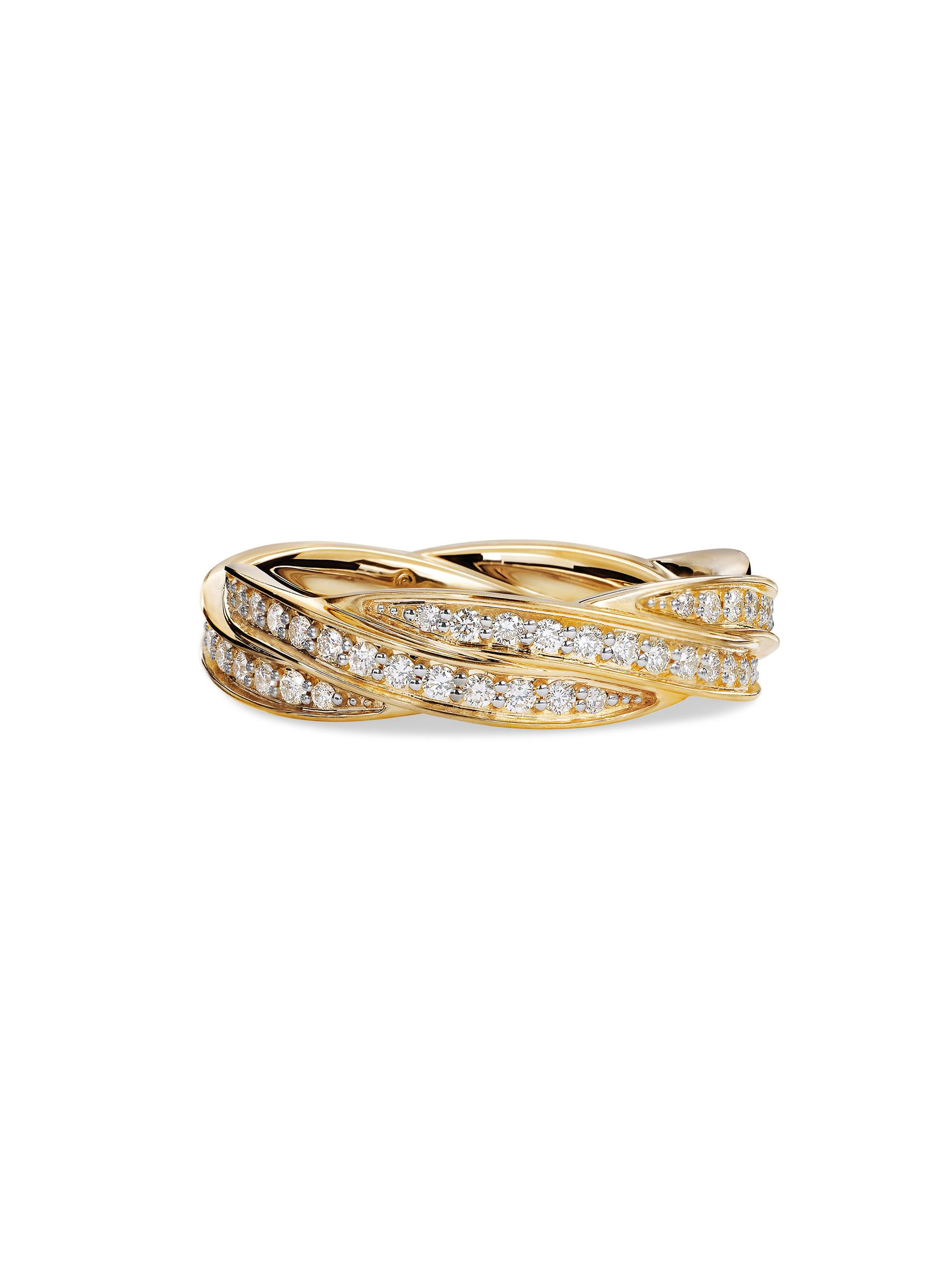 David Yurman Men's DY Helios Band Ring in 18K Yellow Gold - Diamond