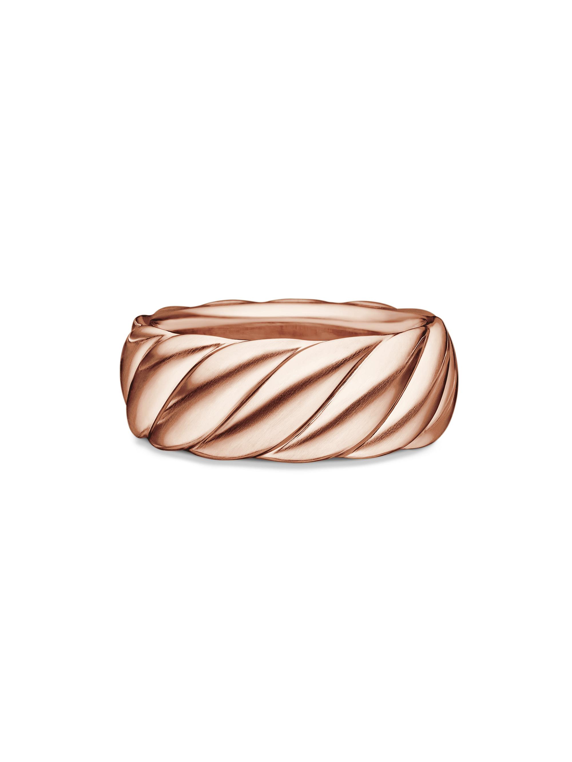 David Yurman Men's Sculpted Cable Contour Band Ring in 18K Rose Gold, 9MM - Rose Gold