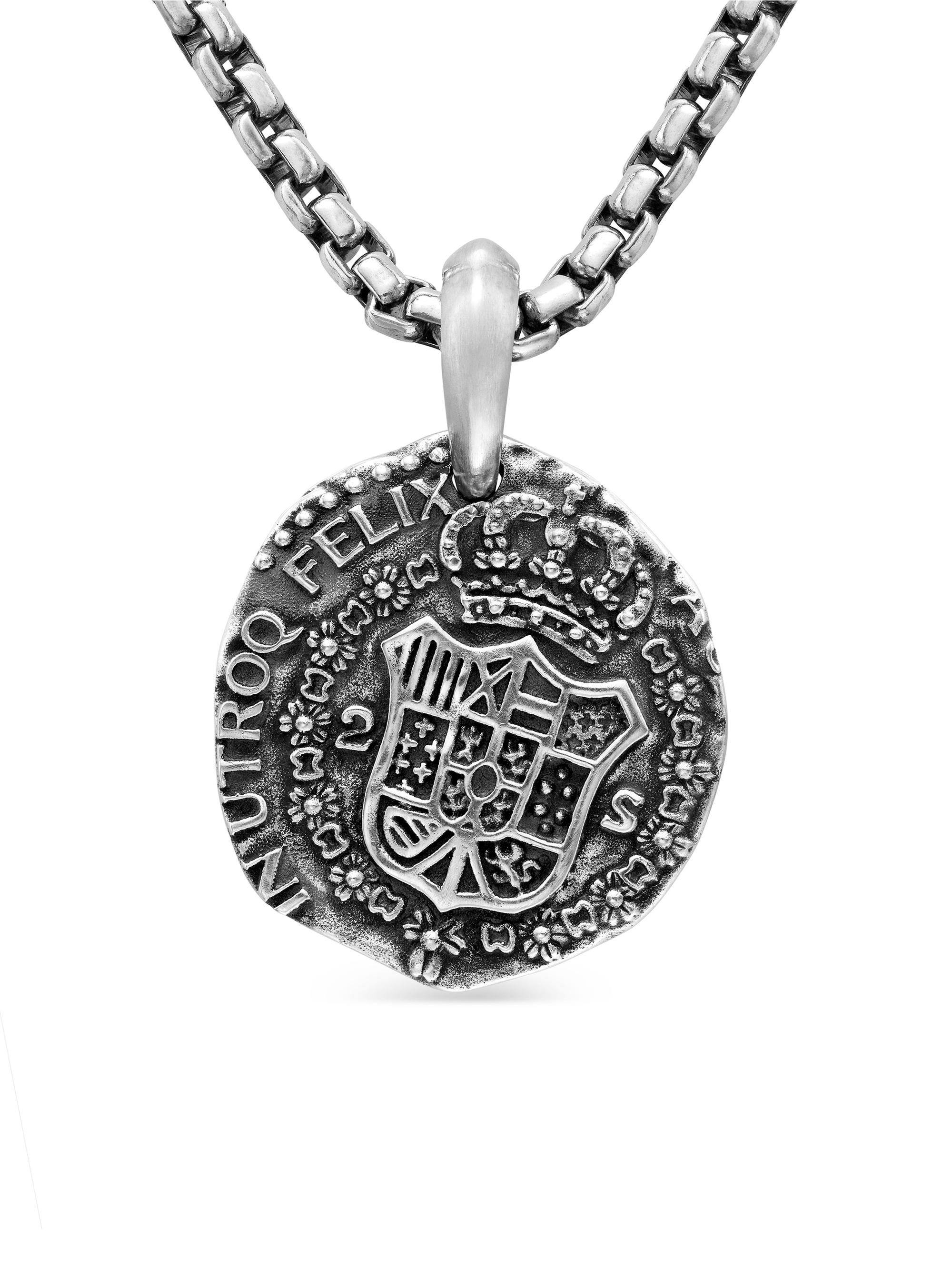 David Yurman Men's Shipwreck Coin Amulet in Sterling Silver, 30MM - Silver