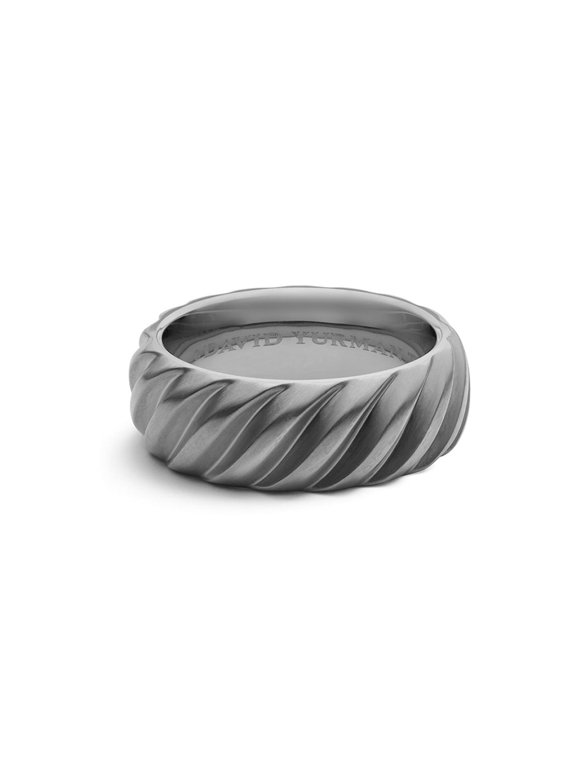 David Yurman Men's Modern Cable Band Ring in Grey Titanium, 9MM - Grey
