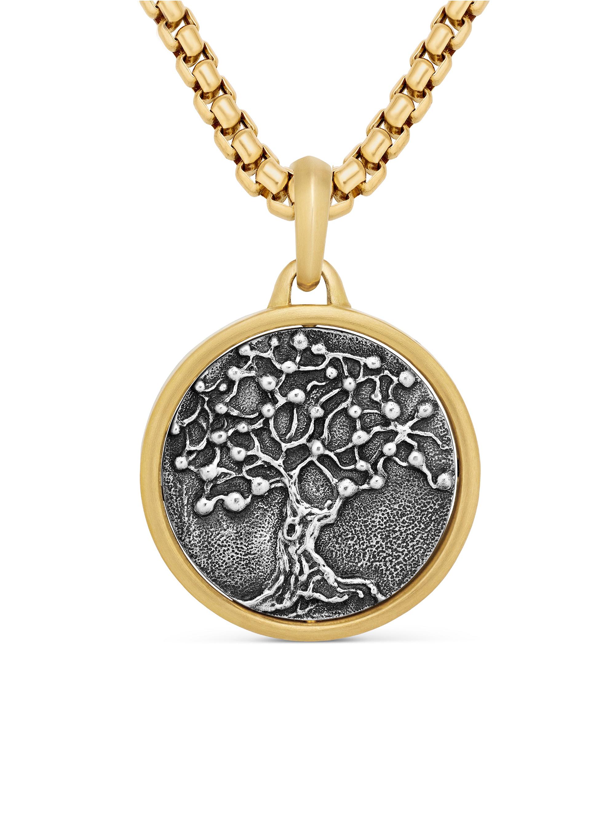 David Yurman Men's Life and Death Duality Amulet in Sterling Silver with 18K Yellow Gold, 30MM - Silver
