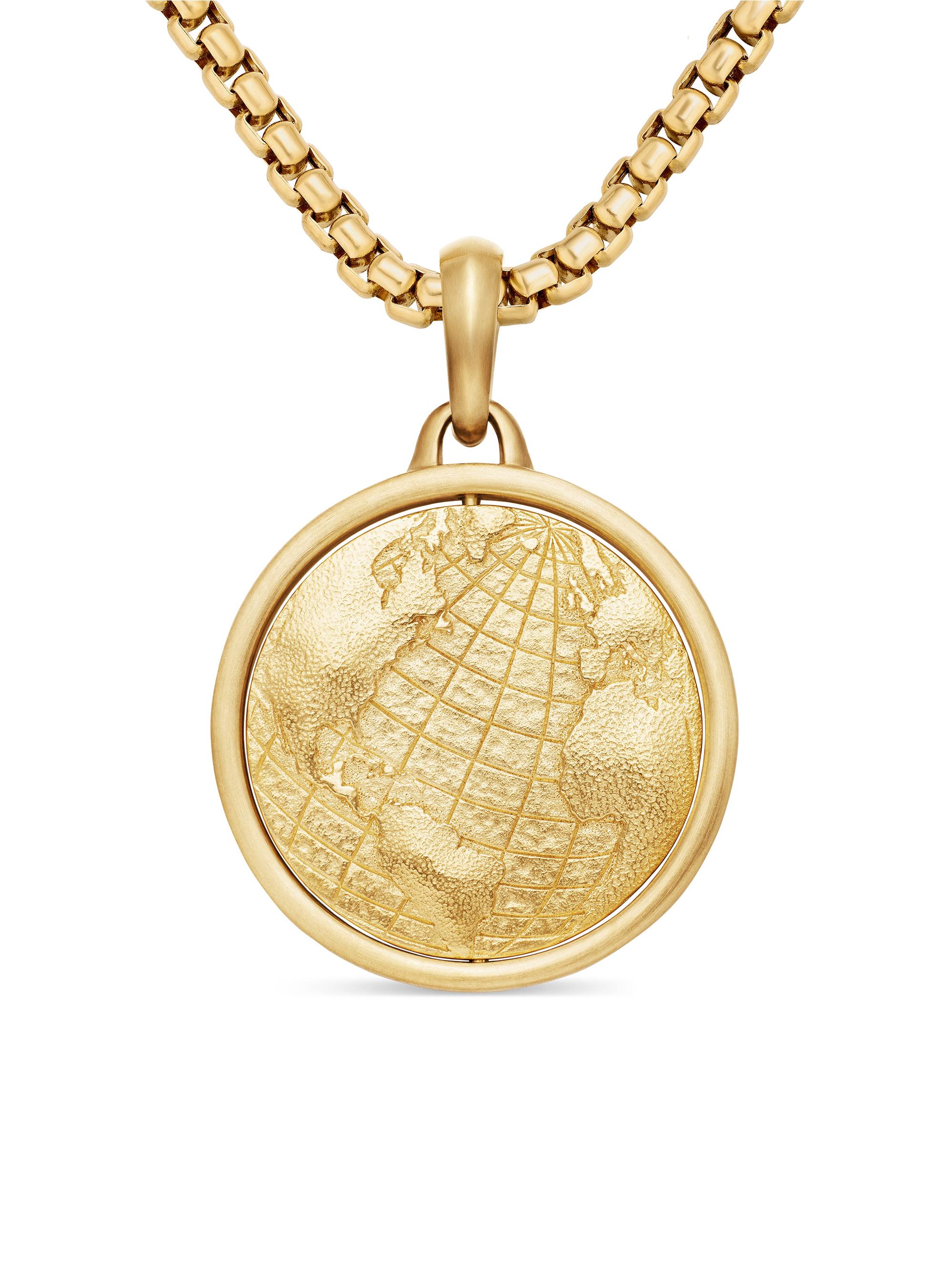 David Yurman Men's Earth and Moon Duality Amulet in 18K Yellow Gold, 30MM - Gold