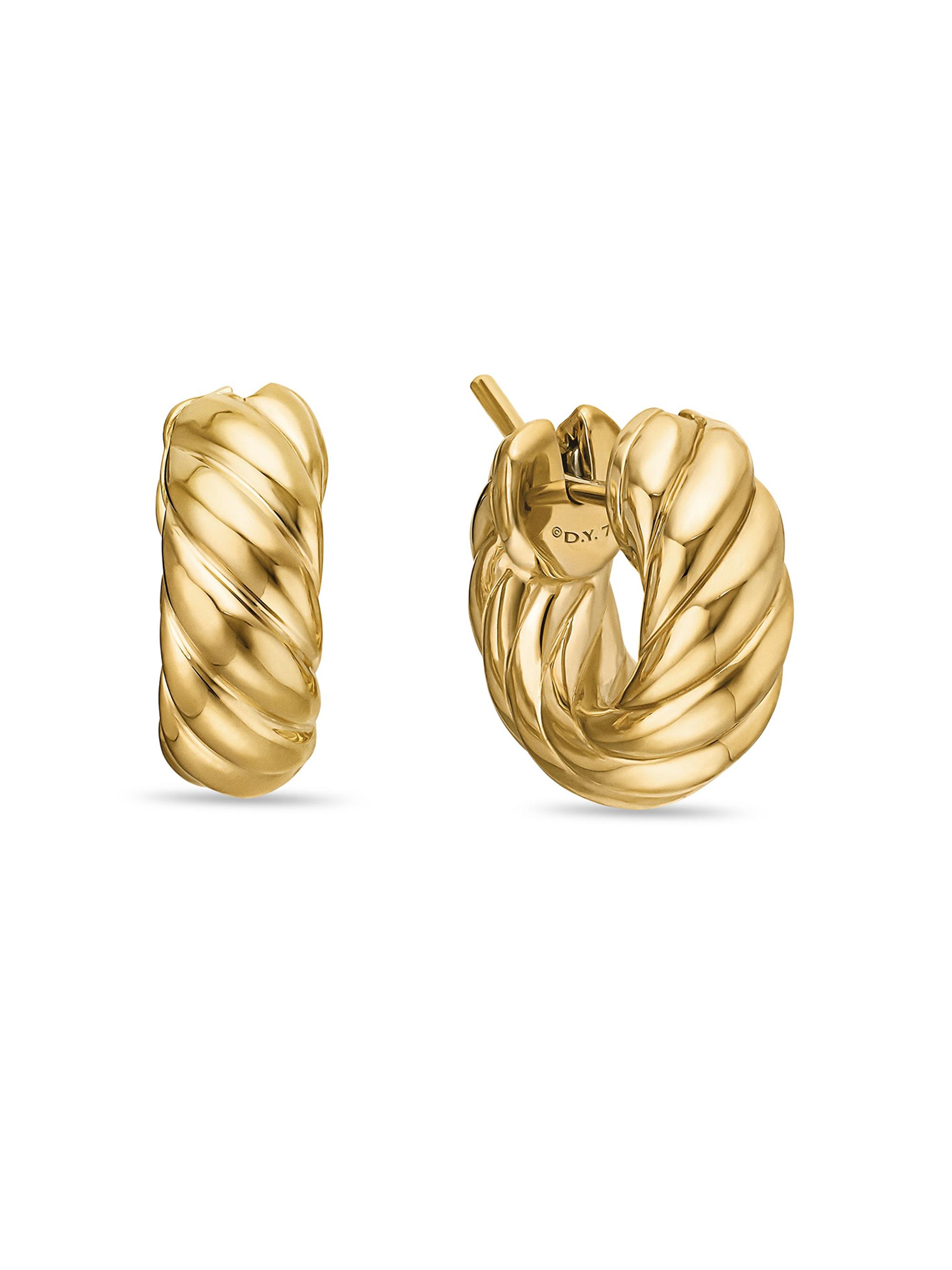 David Yurman Women's Sculpted Cable Hoop Earrings in 18K Yellow Gold, 14.4MM - Gold
