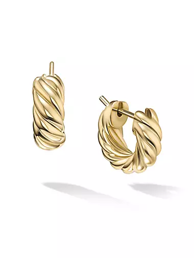 Sculpted Cable Hoop Earrings in 18K Yellow Gold, 14.4MM