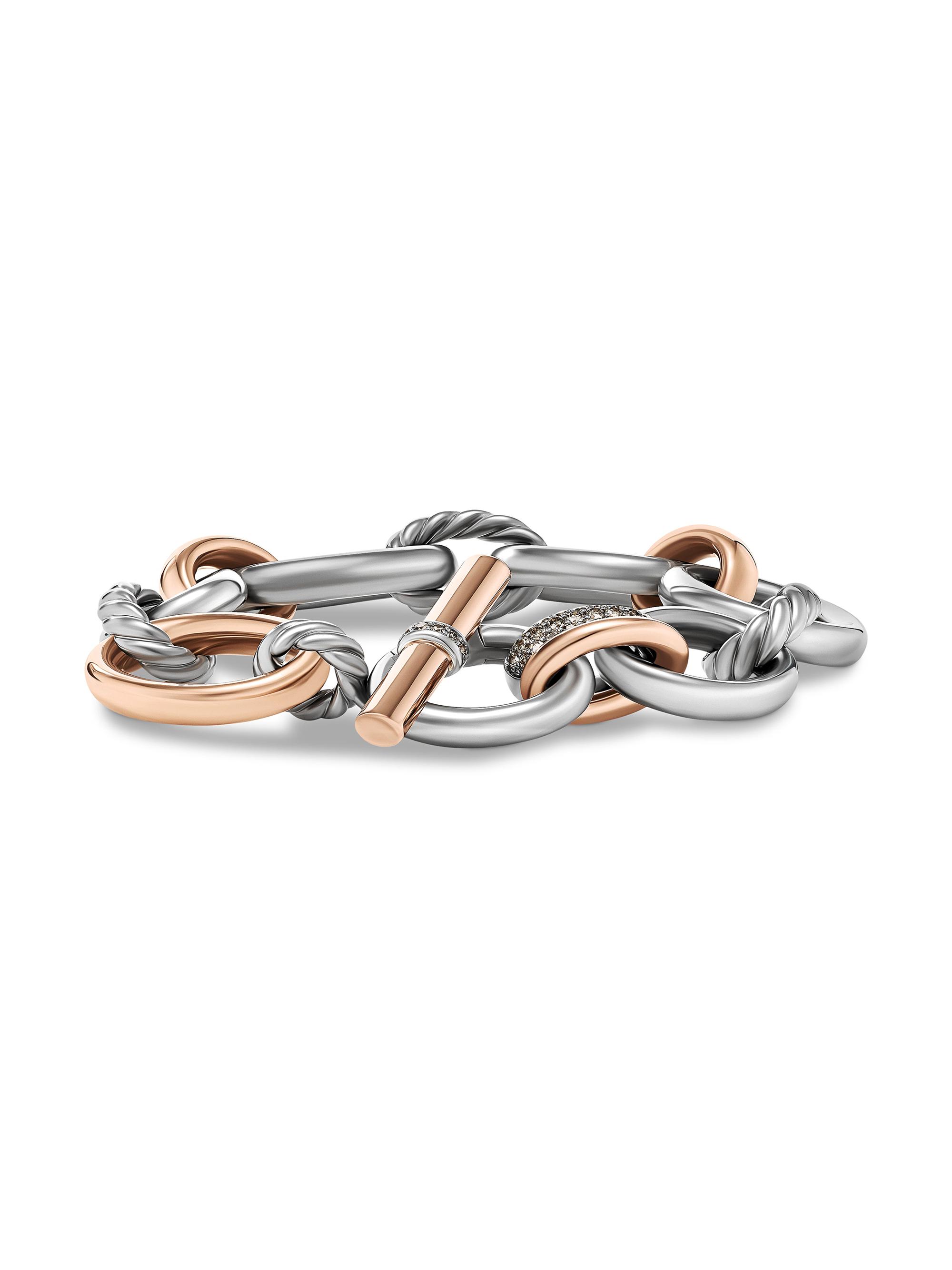 David Yurman Women's DY Mercer Melange Chain Bracelet in Sterling Silver - Cognac Diamond