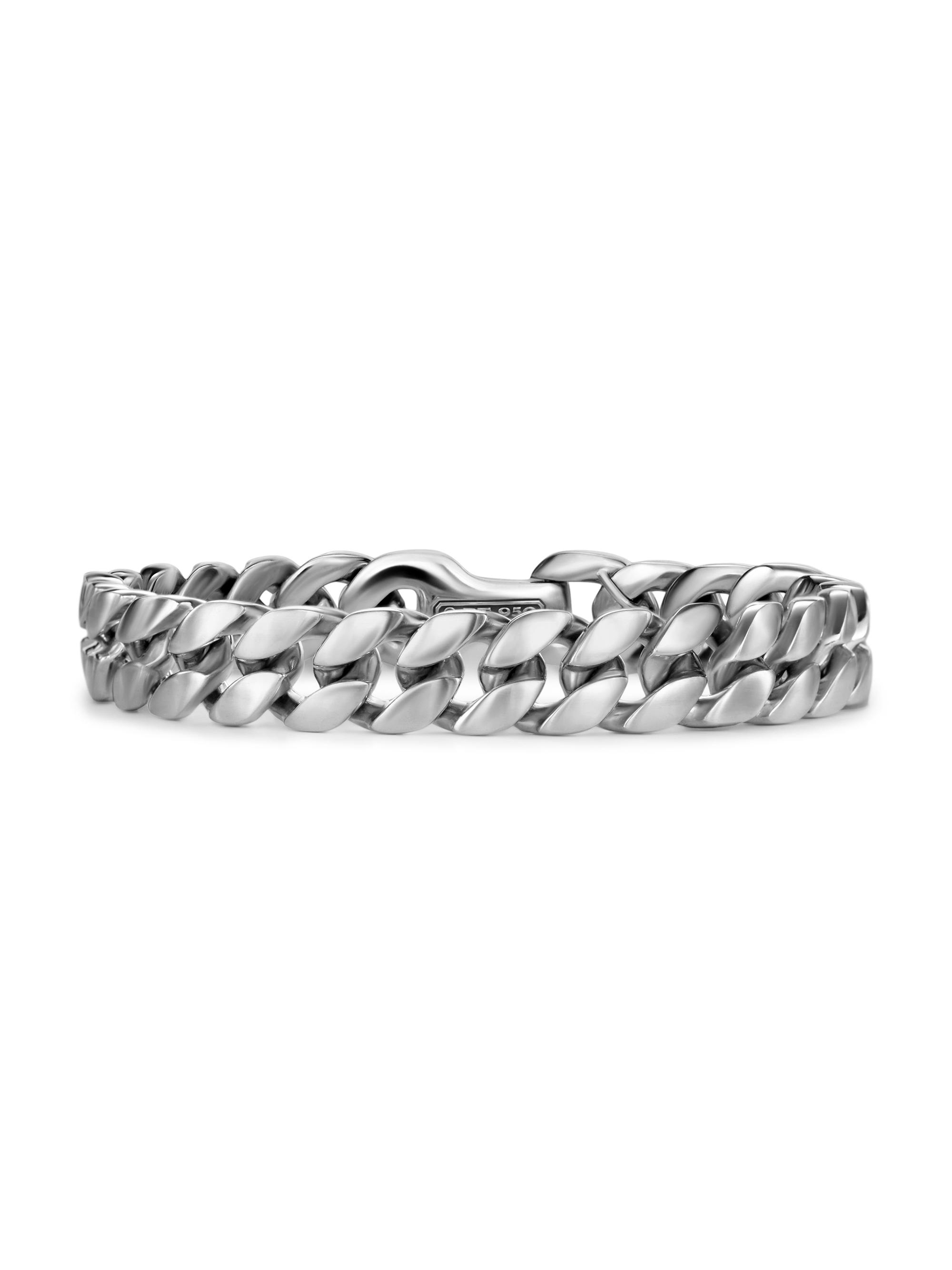 David Yurman Men's Curb Chain Bracelet in Platinum, 11.5MM - Silver